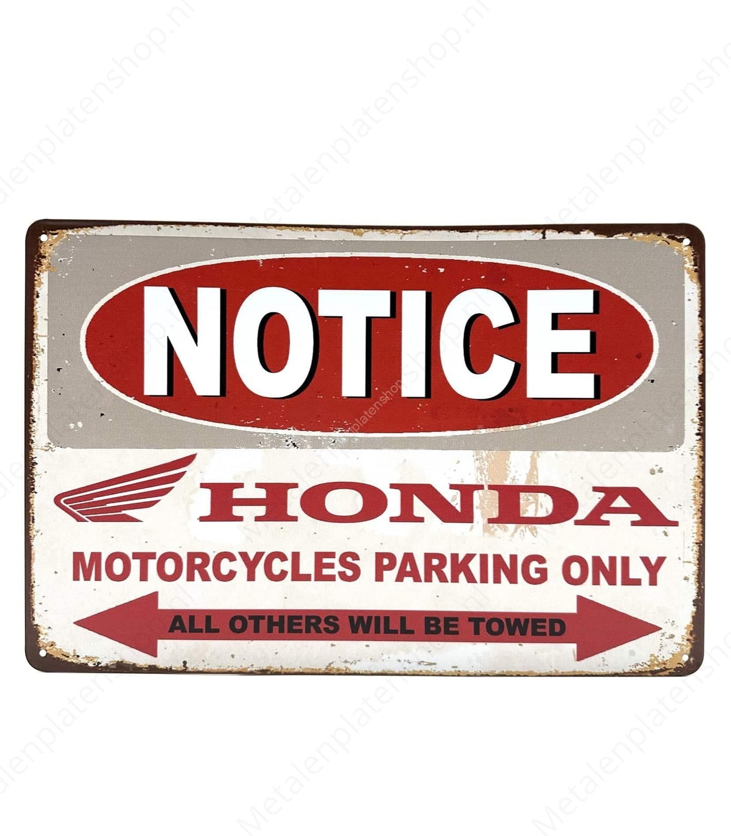 Hinweis – Honda Motorräder – Nur Parken – Metall-Wandschild