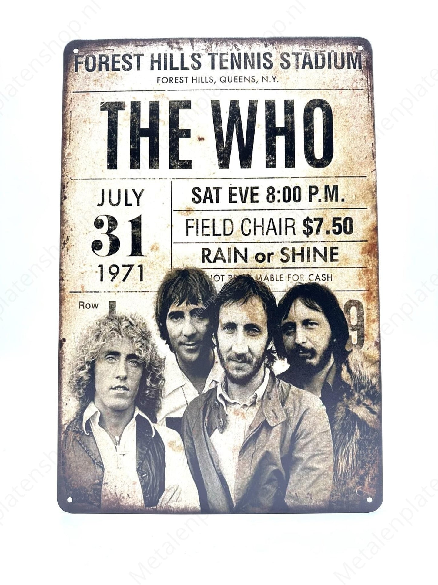 The Who – Forest Hills Tennis Stadium 1971 – Metallwandschild