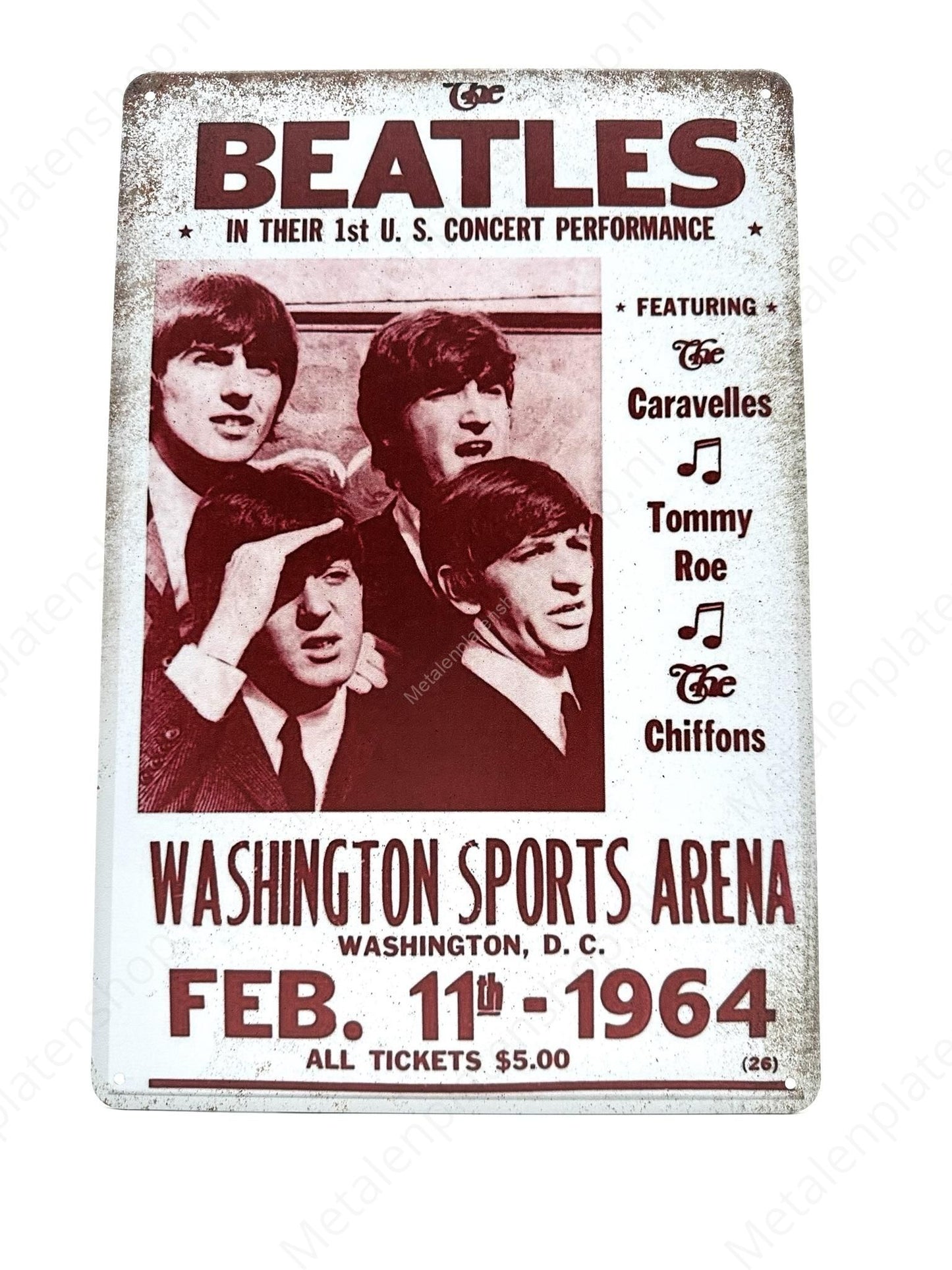The Beatles – Bei ihrem ersten US-Konzertauftritt – Metallwandschild