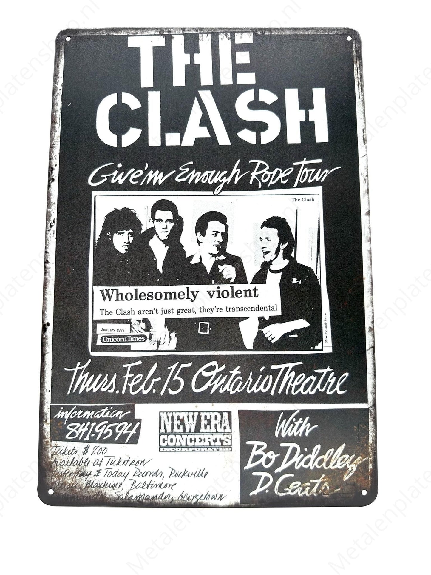 The Clash - Give'm enough rope - Metallwandschild