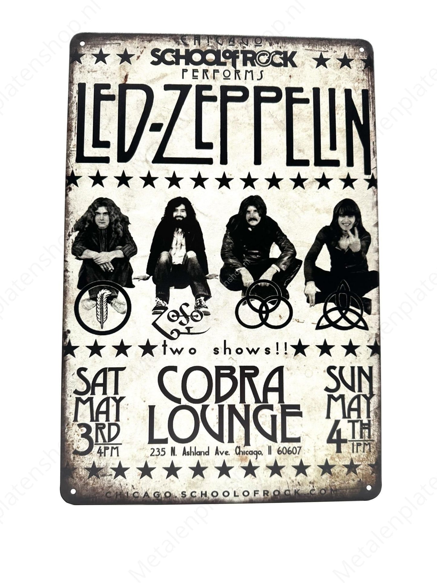 LED Zeppelin - Cobra Lounge - Metallwandschild