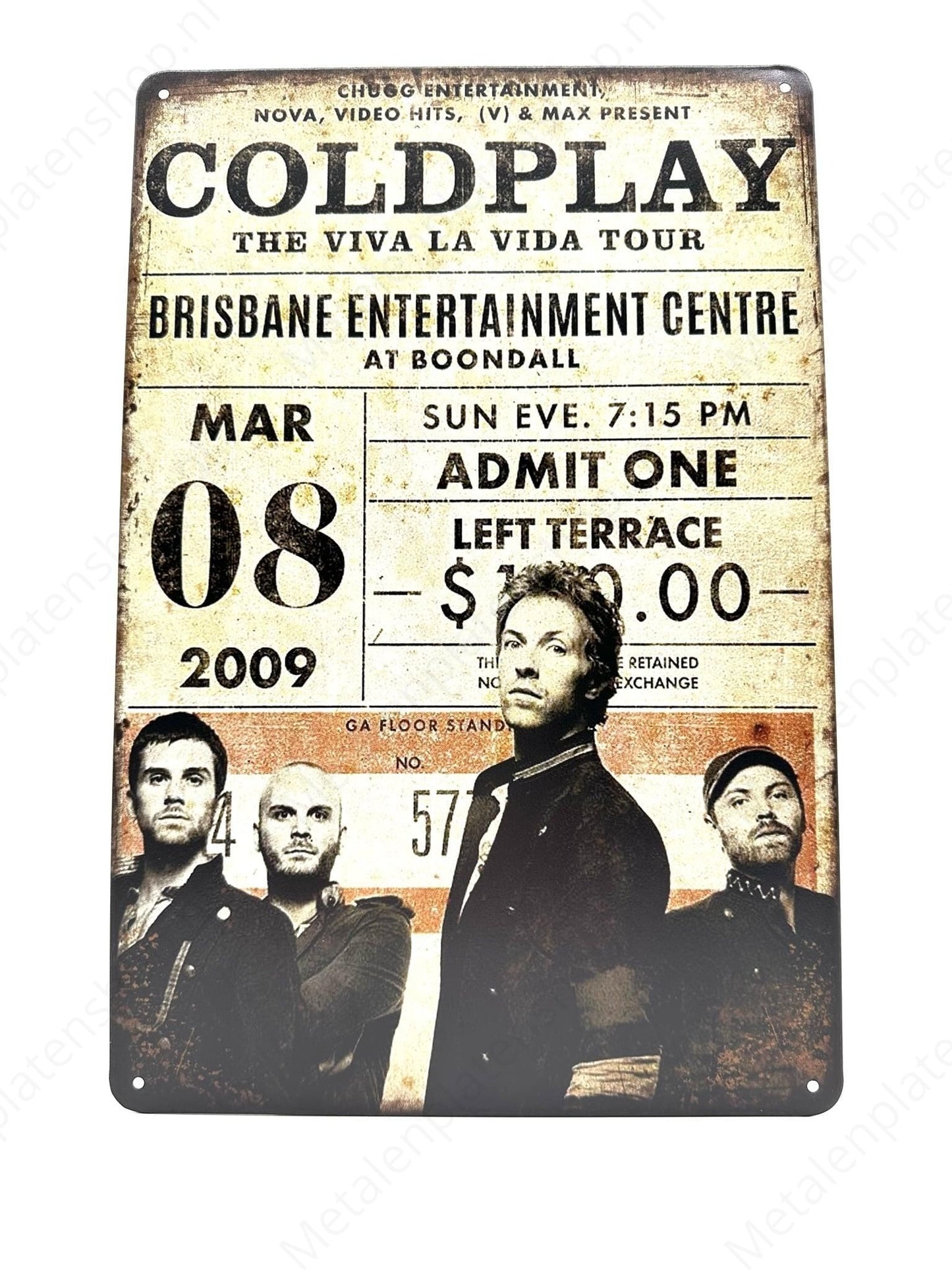 Coldplay - The Viva La Vida Tour - Metal Wall Sign