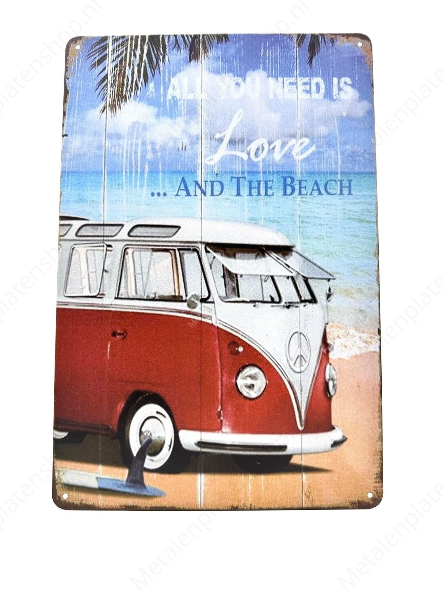 Volkswagen Transporter - All you need is love..and the beach - Metal Wall Sign