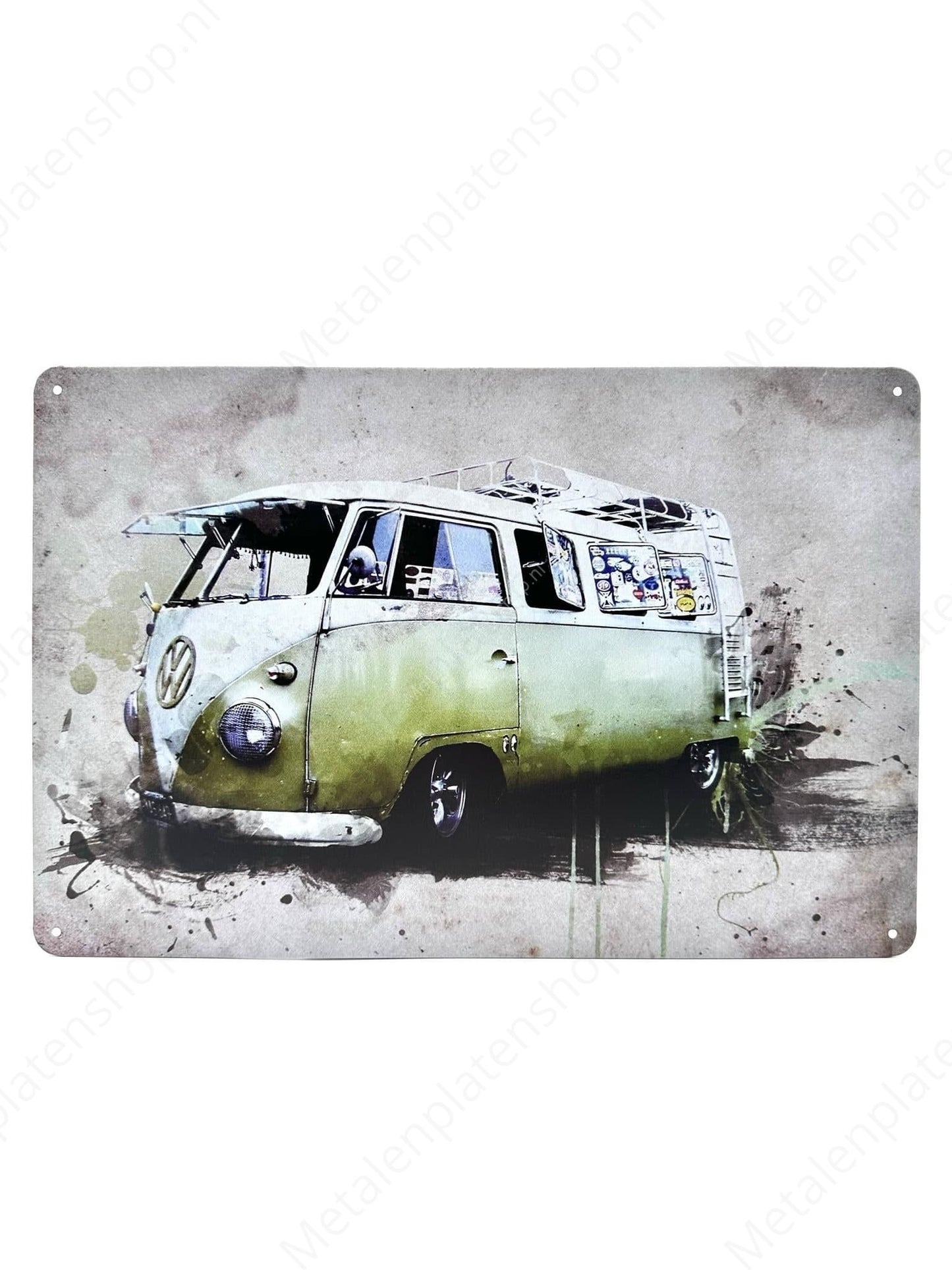 Volkswagen Transporter – Peace – Grün – Metallwandschild