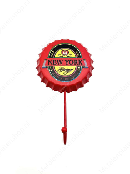 New York Beer Cap – Garderobe – Handtuchhaken – Metall-Wandschild