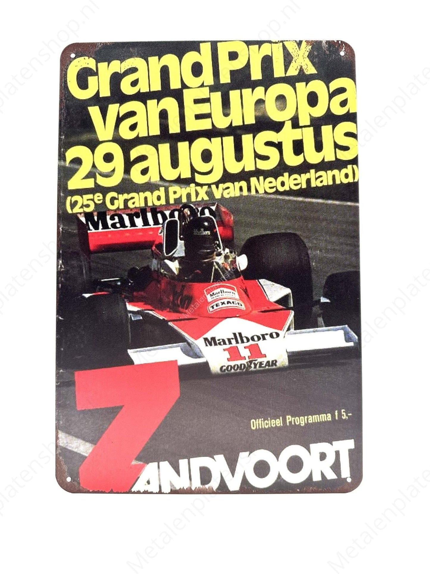 Grand Prix van Europa - Zandvoort - Metalen Wandbord