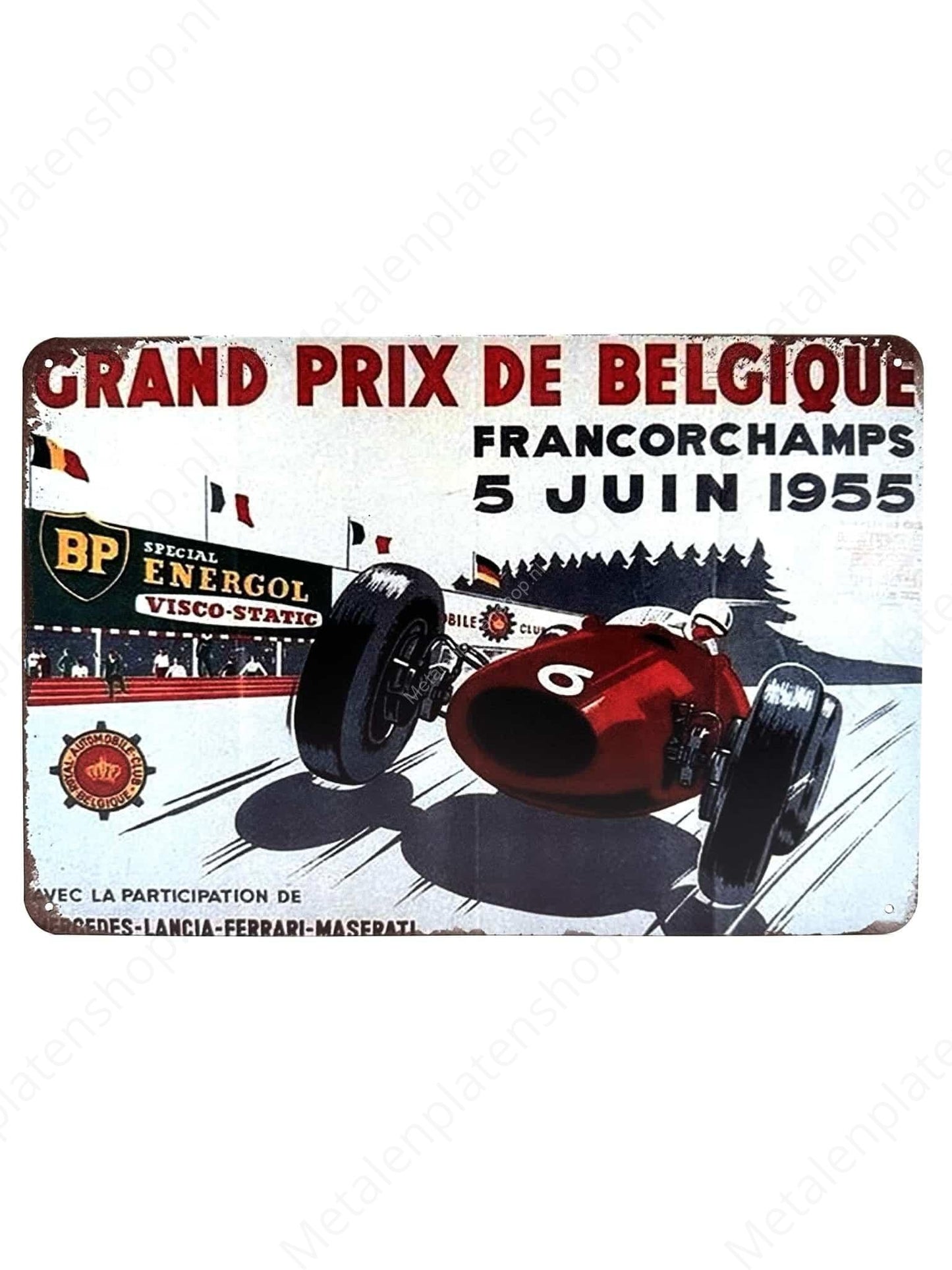 Grand Prix de Belgique - Francorchamps - 1955 - Metal Wall Sign