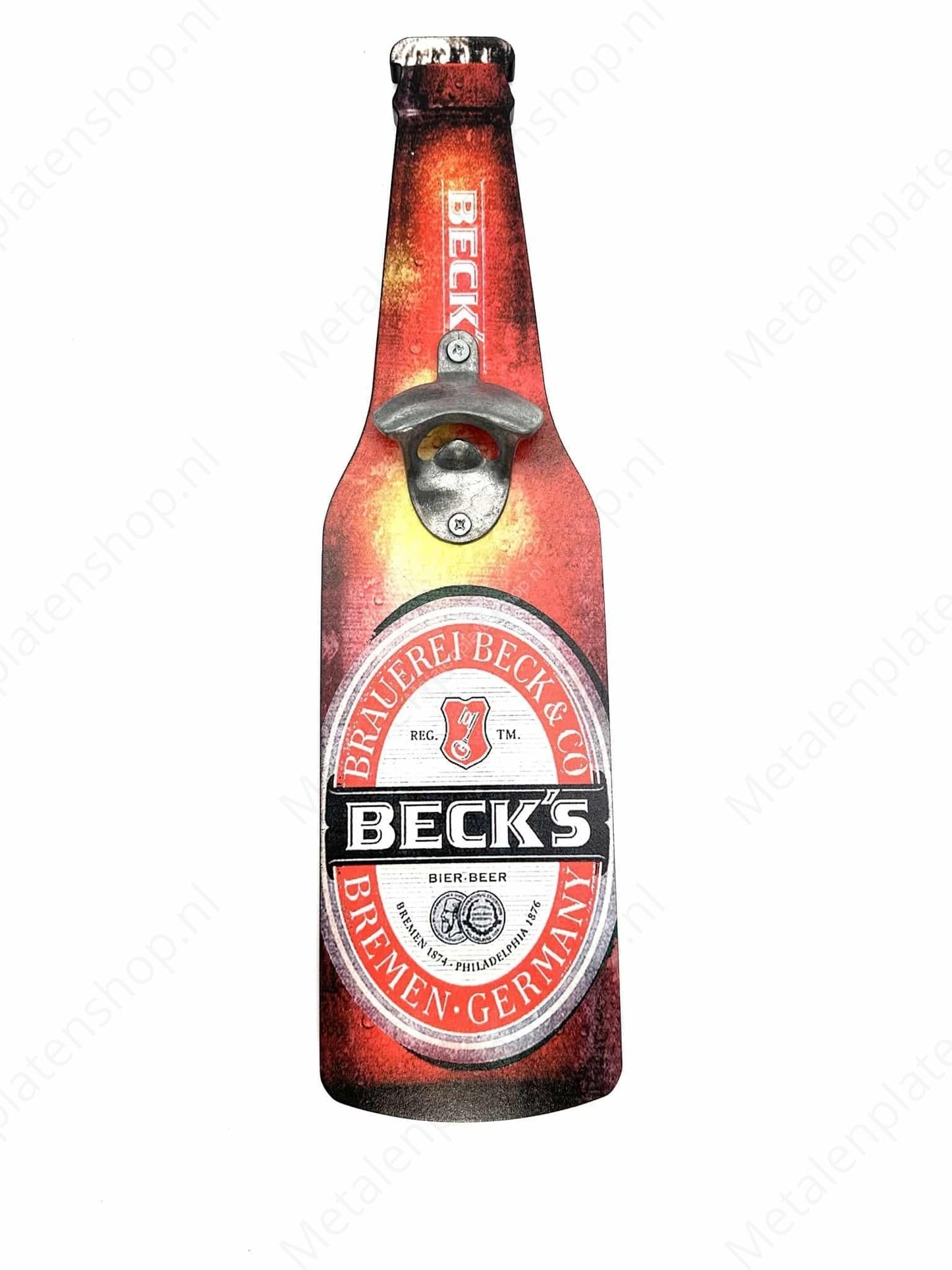 Bieröffner - Becks - Metallwandschild