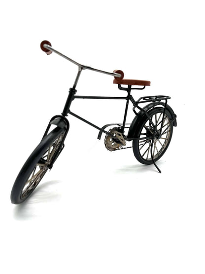 Fiets - Zwart met leerkleur - Metalen Decoratie - 35cm