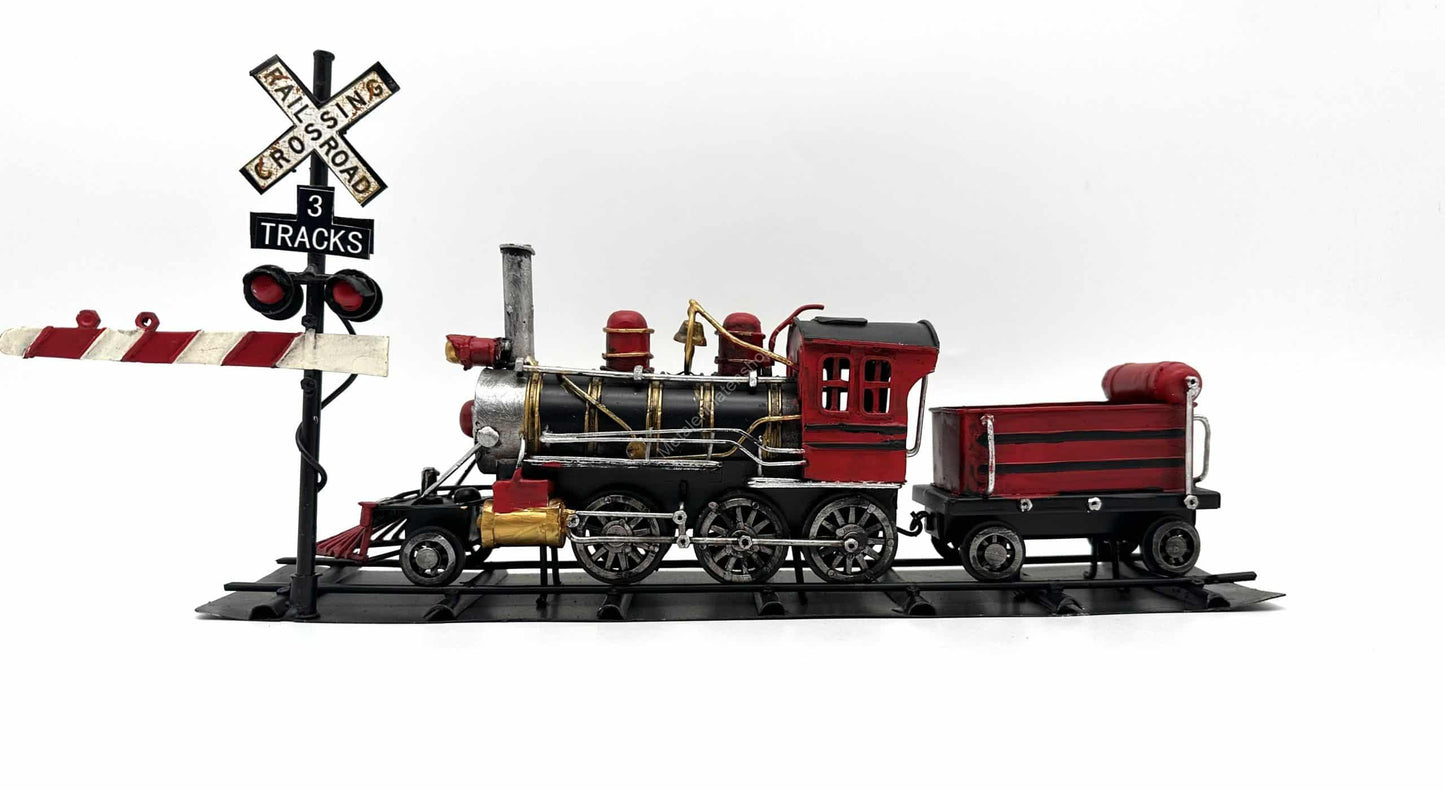 Locomotive with Barrier - Metal Vehicle Decoration - 35cm