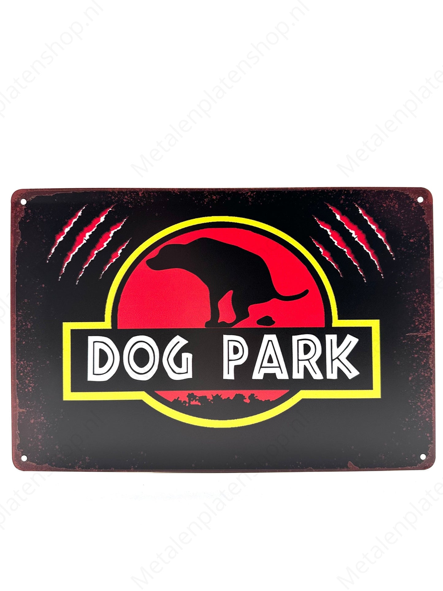 Hundepark – Jurassic Park – Metallwandschild