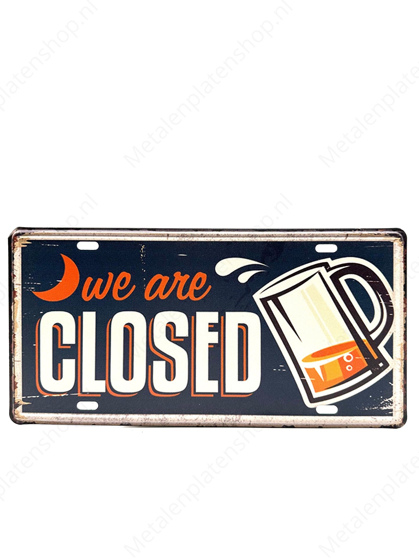 License Plate - We Are Closed - 30x15cm - Metal Wall Sign