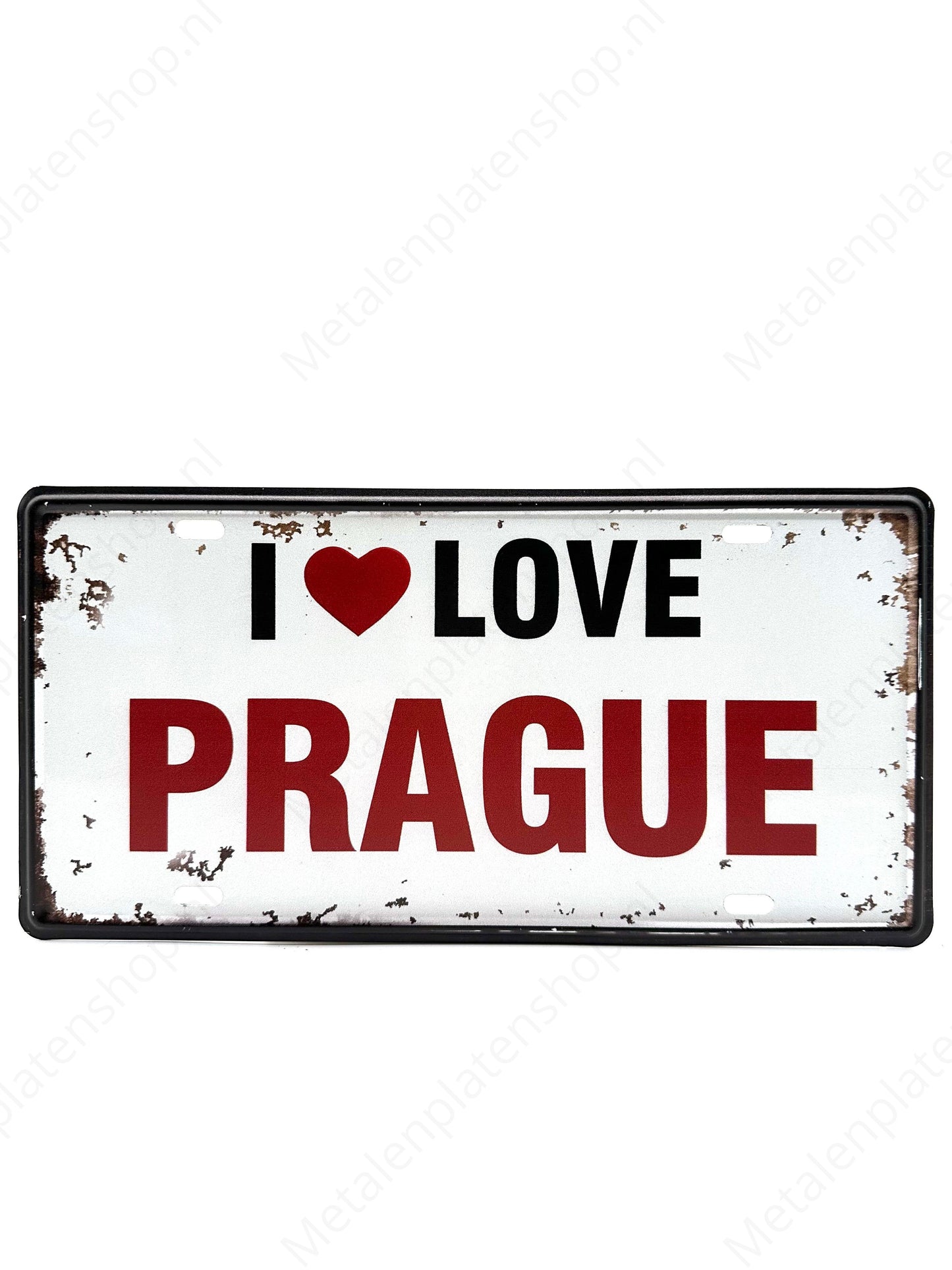 License plate - I love Prague - 30x15cm - Metal wall sign