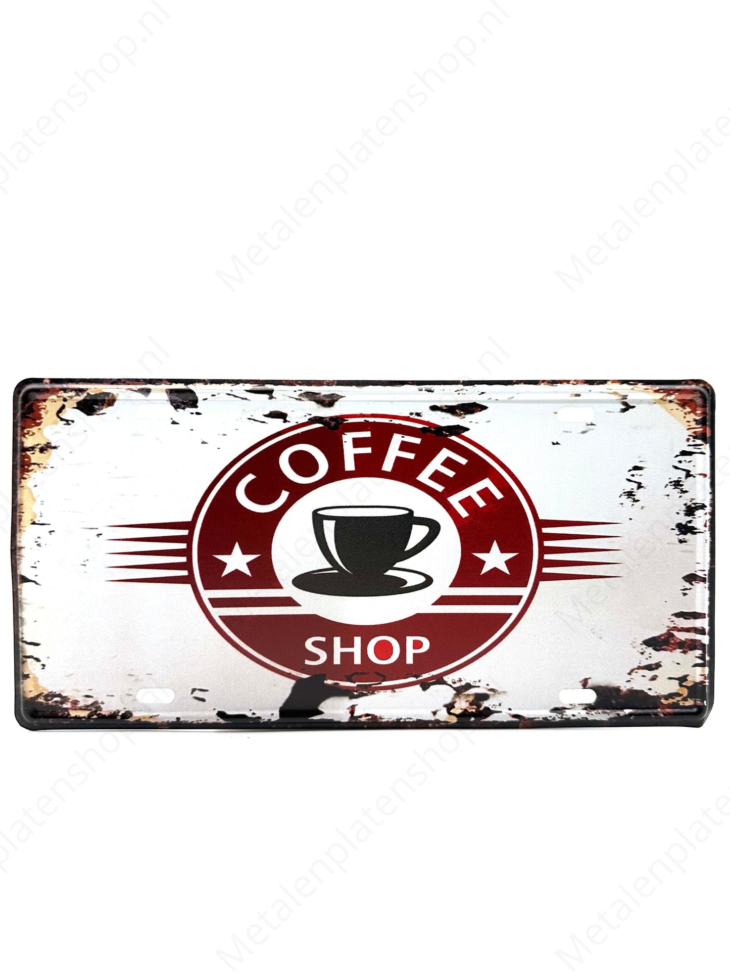 License Plate - Coffee Shop - 30x15cm - Metal Wall Sign