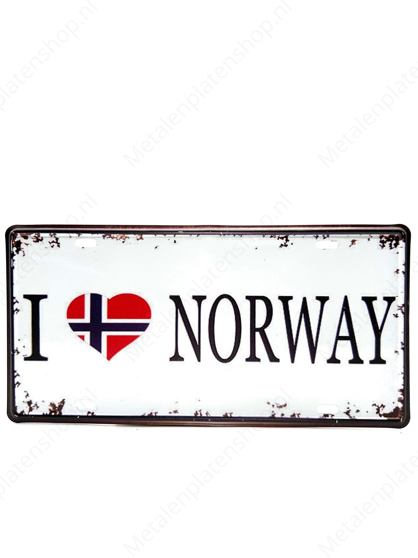 License plate - I Love Norway - 30x15cm - Metal wall sign