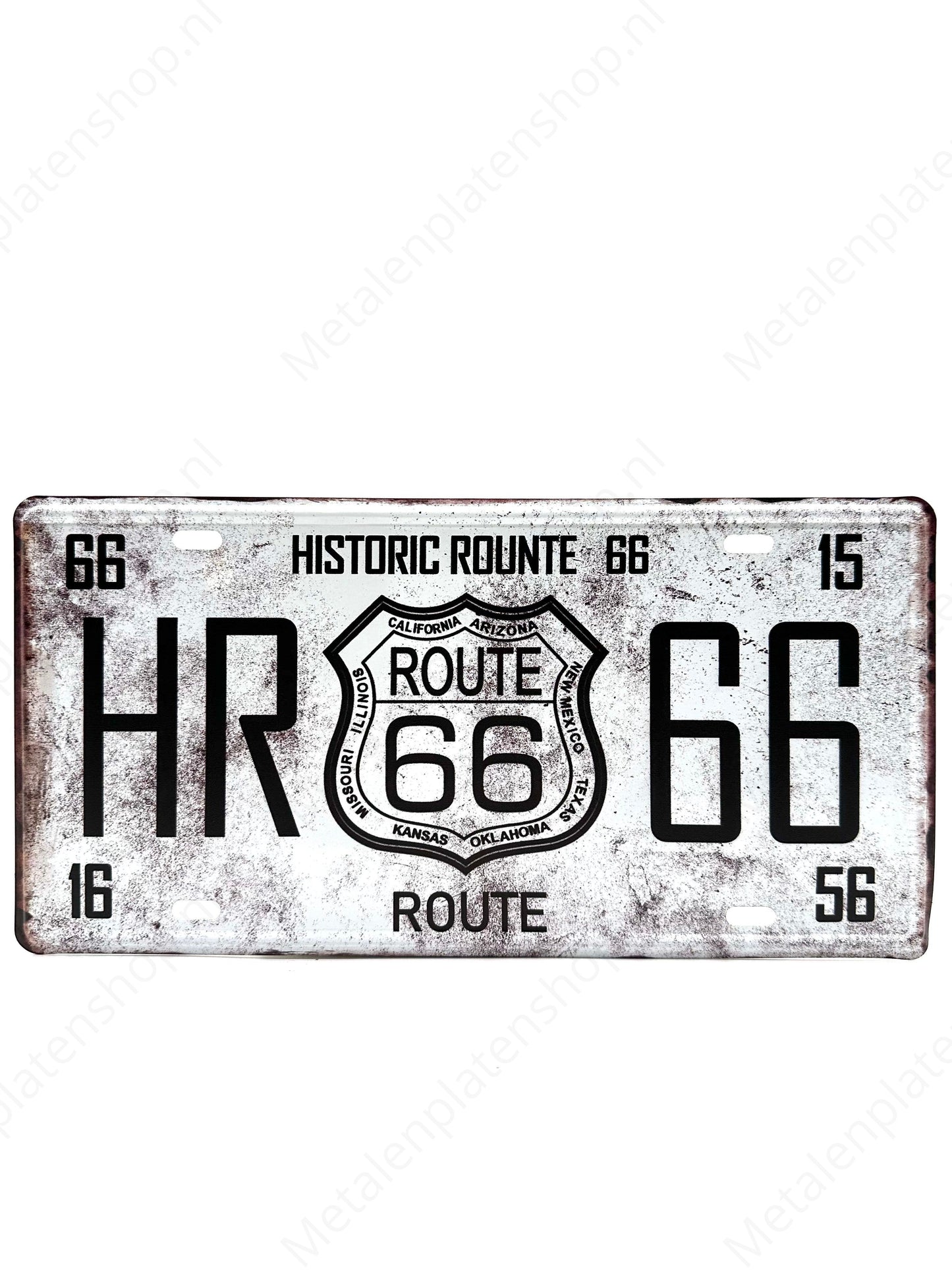 License Plate - Historic Route 66 - 30x15cm - Metal Wall Sign