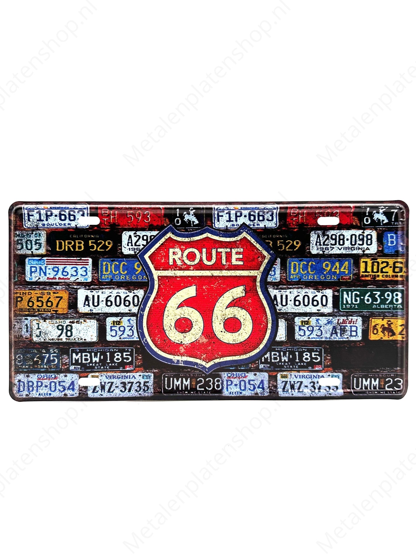 License plate - Route 66 - 30x15cm - Metal wall sign