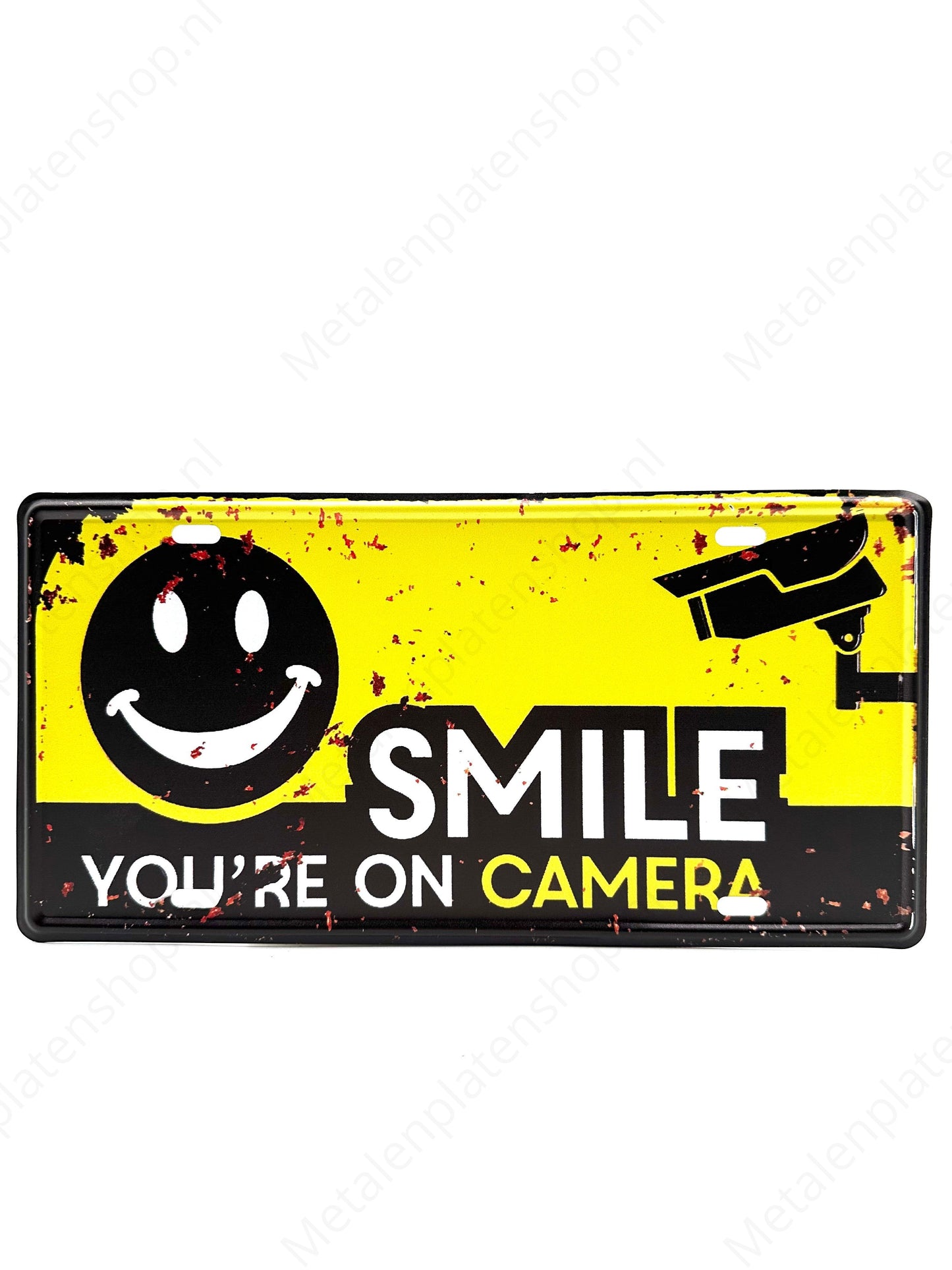 License Plate - Smile You're On Camera - 30x15cm - Metal Wall Sign