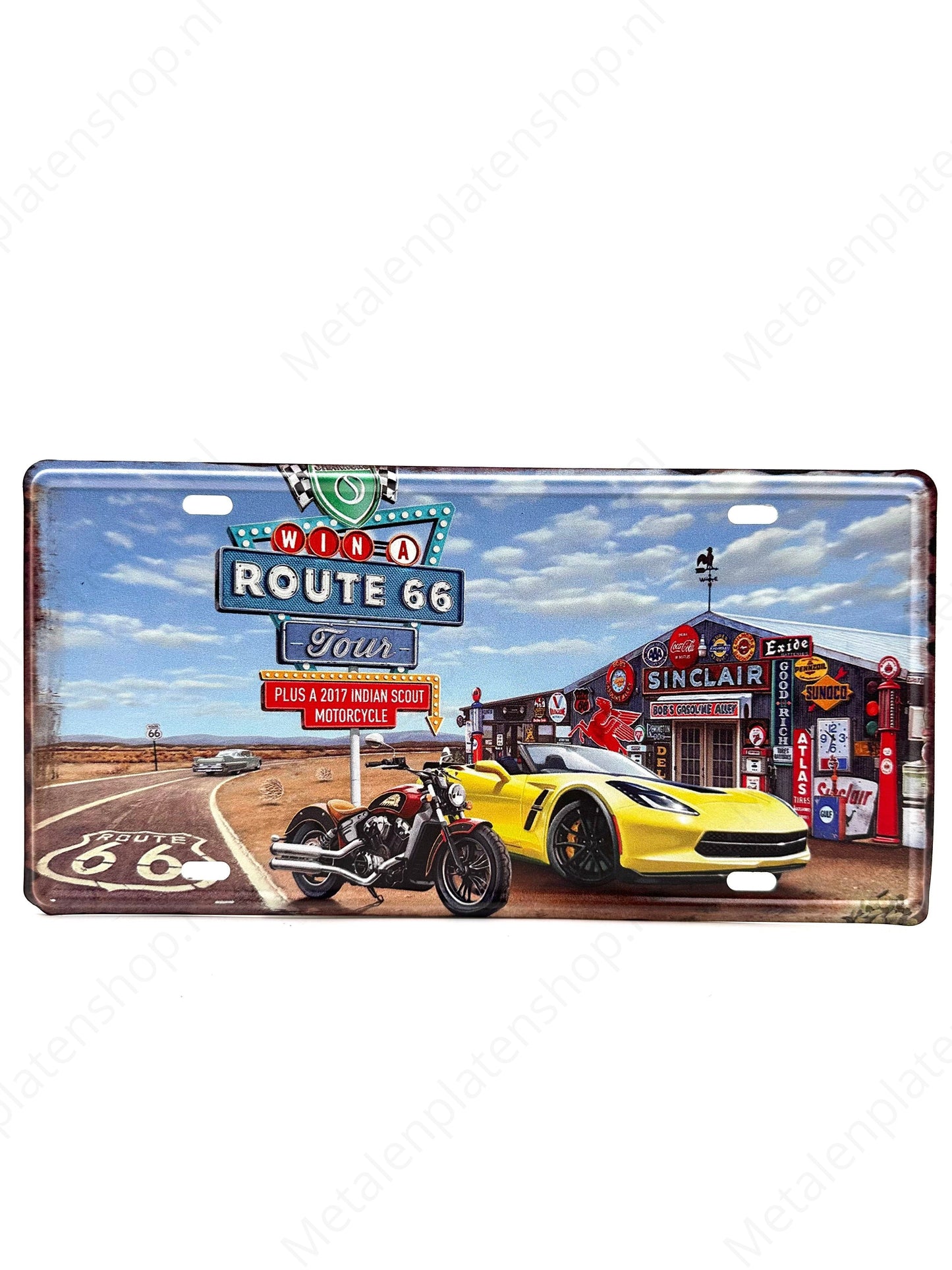 License plate - Route 66 - 30x15cm - Metal wall sign