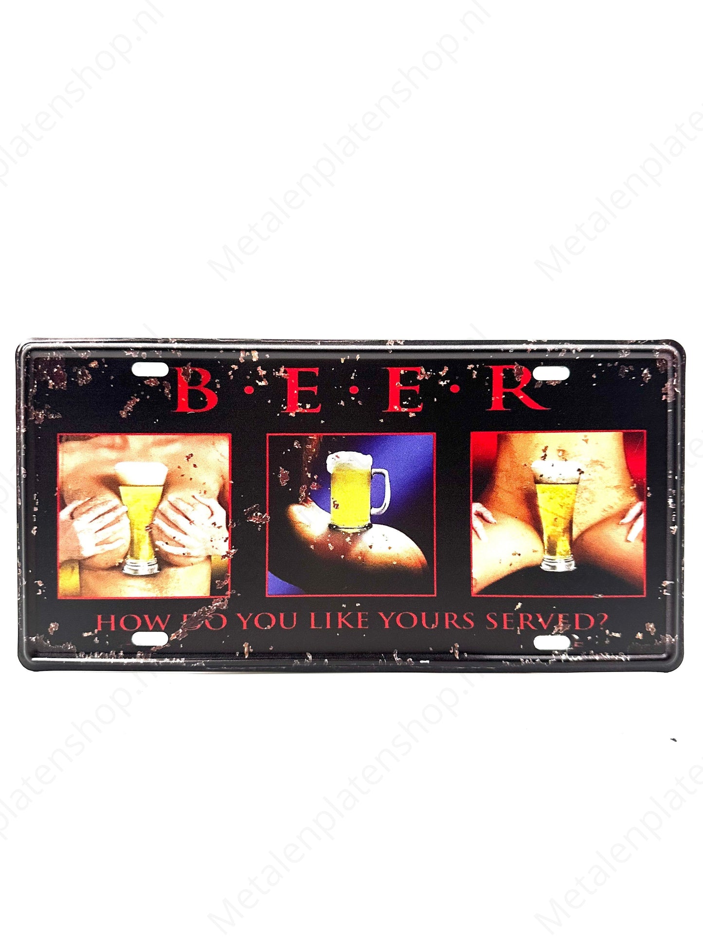 Nummernschild - Bier - Wie möchten Sie bedient werden? - 30x15cm - Metallwandschild