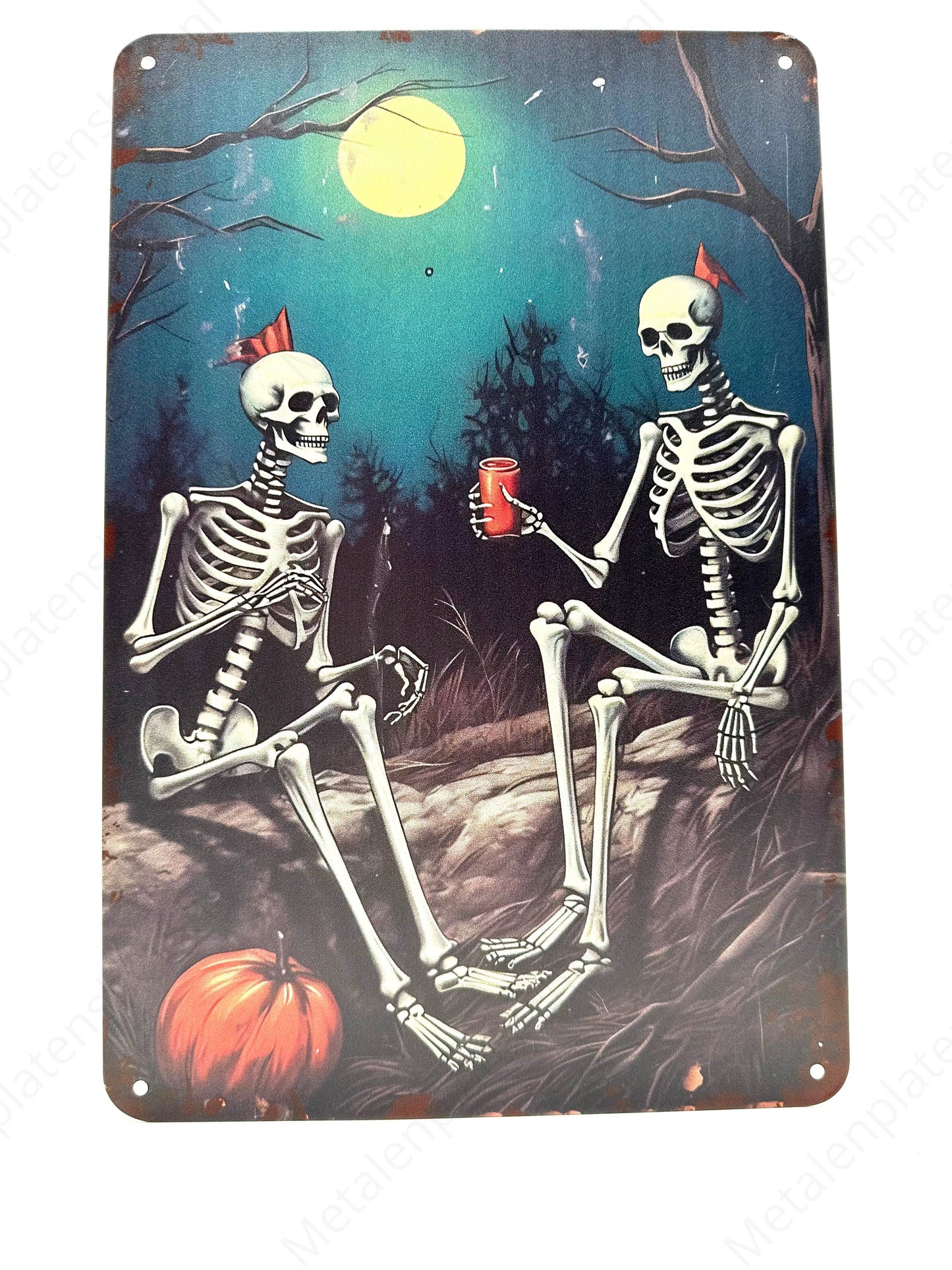 Halloween Skeletons - Metal Wall Sign