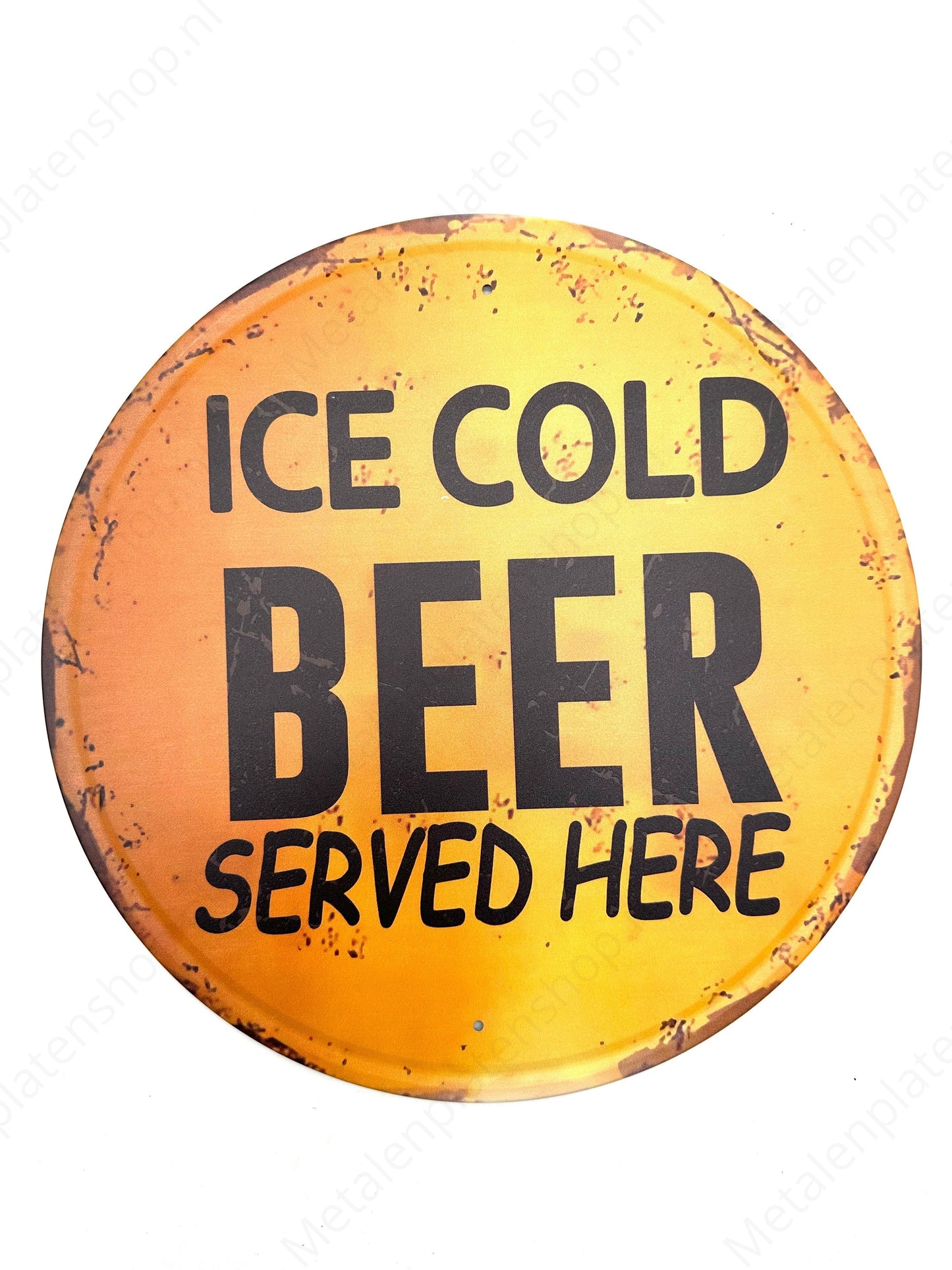 Ice Cold Beer - Round - Metal Wall Sign