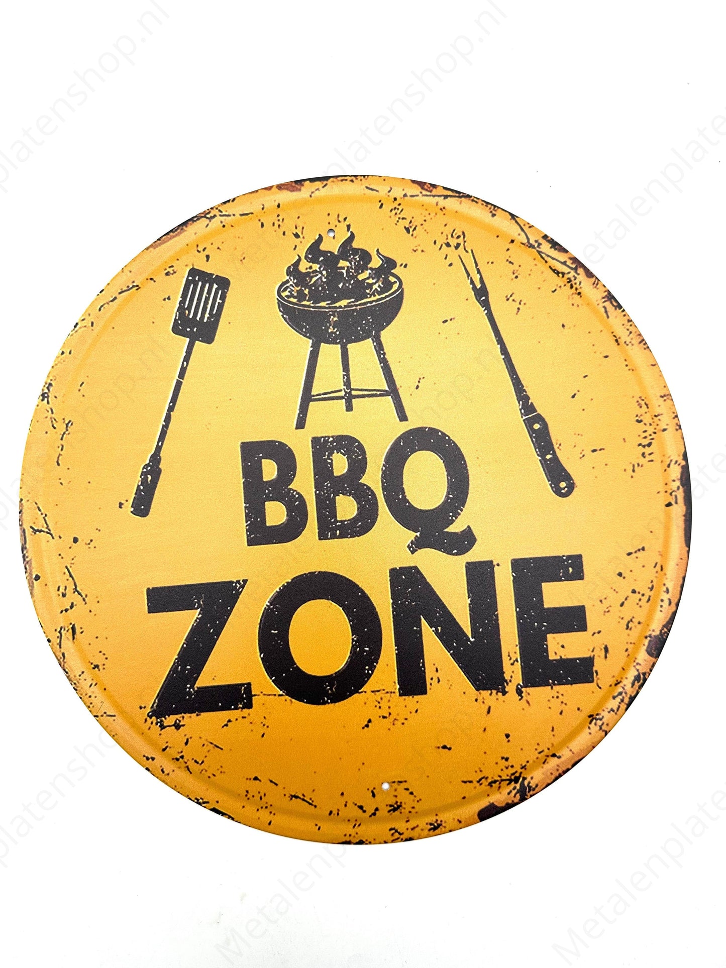 BBQ Zone - Round - Metal Wall Sign