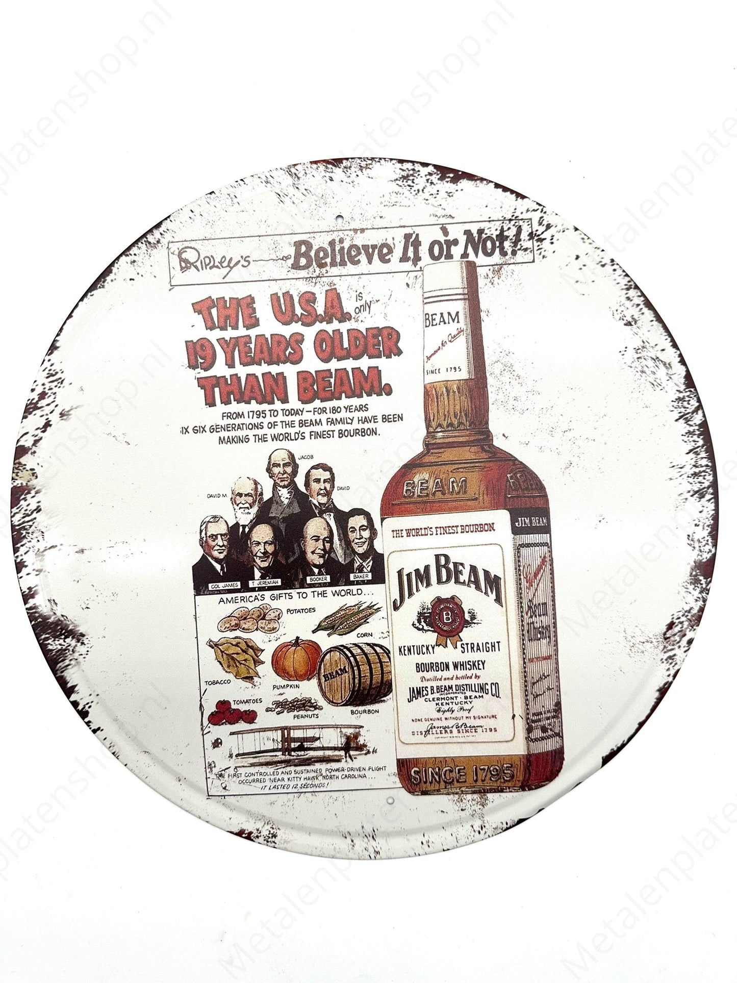 Jim Beam – Rund – Metall-Wandschild