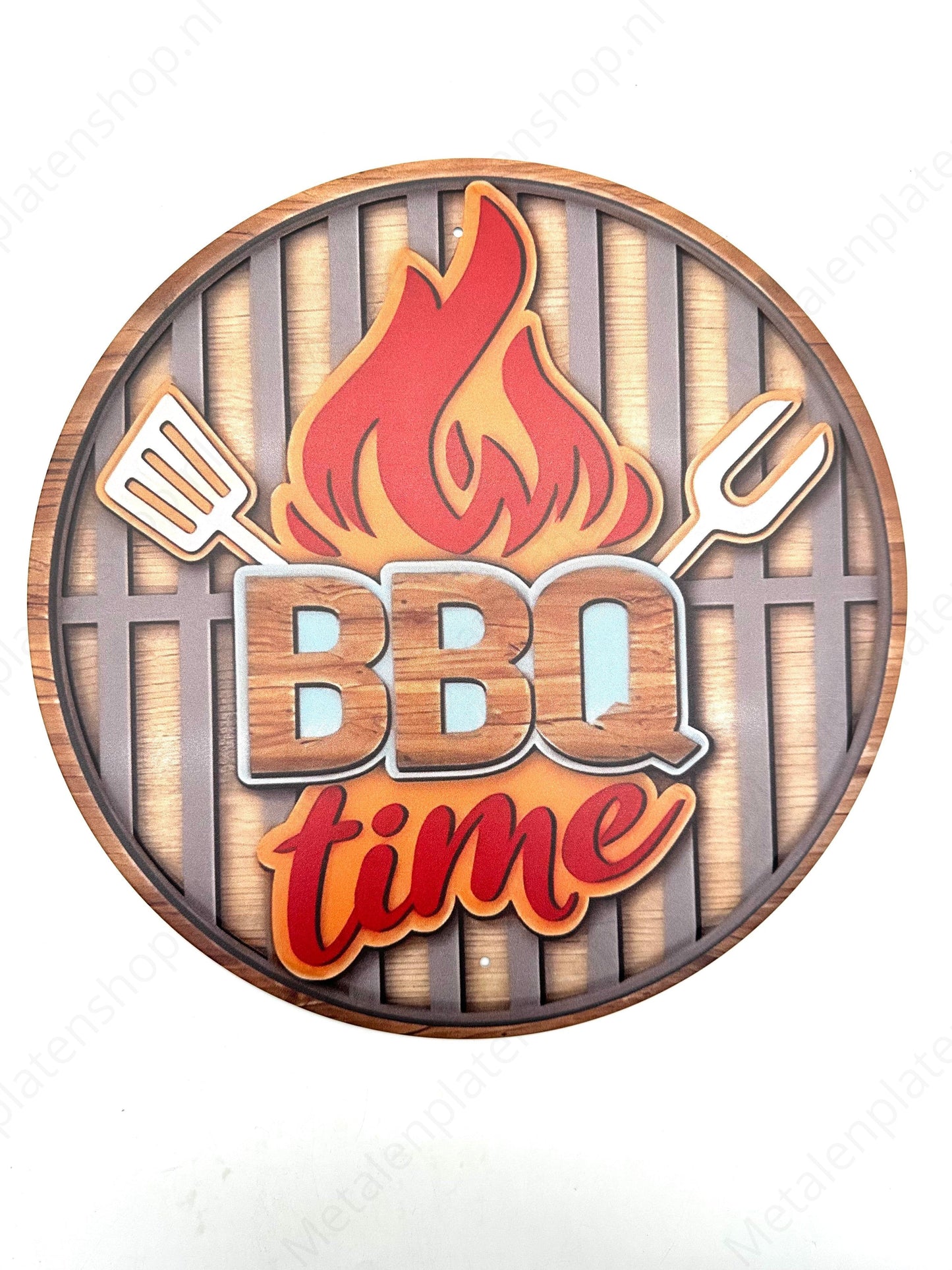 BBQ TIME - Round - Metal Wall Sign