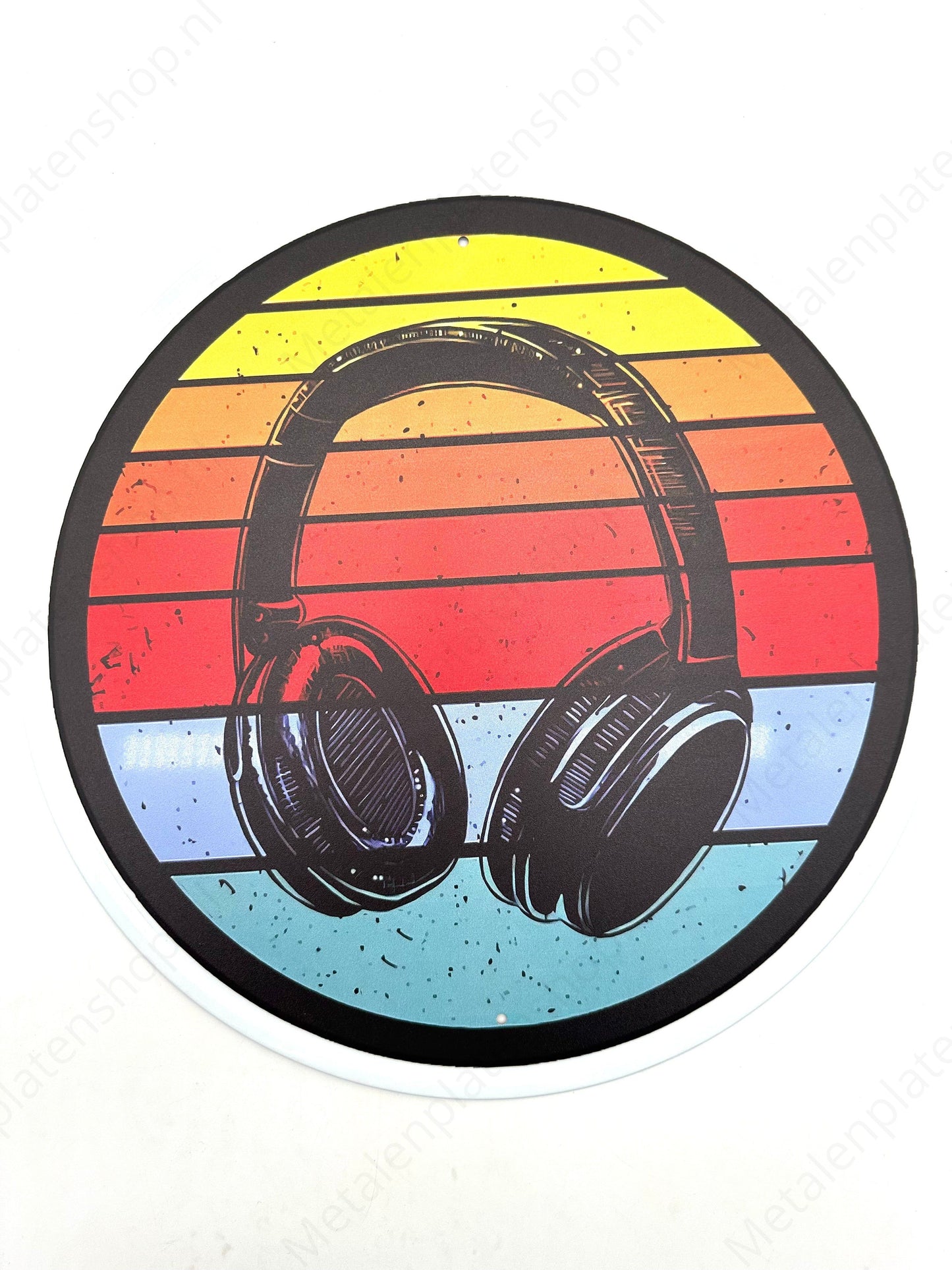 Music Headphones - Round - Metal Wall Sign