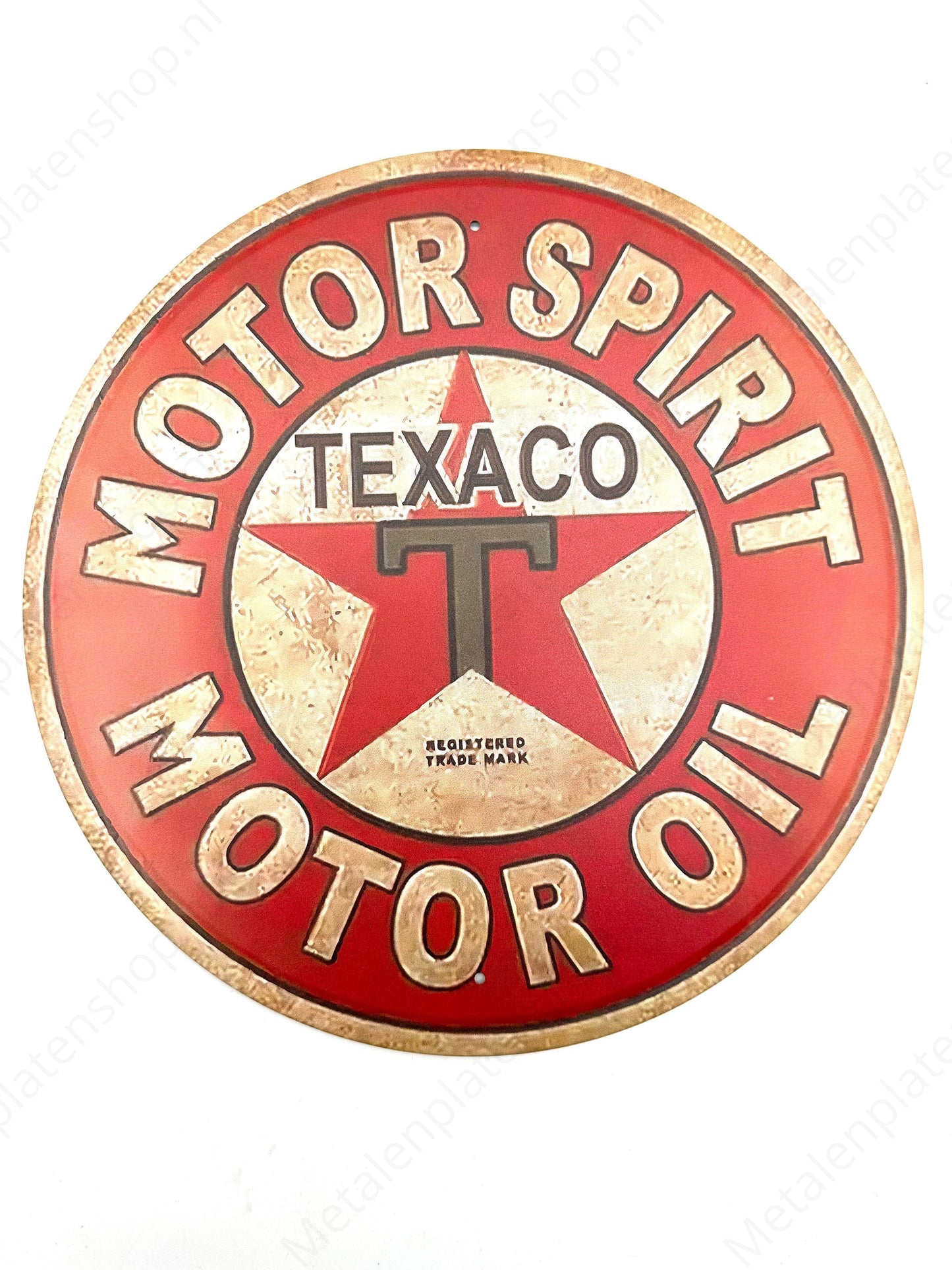 Motor Spirit - Texaco Motor Oil - Round - Metal Wall Sign