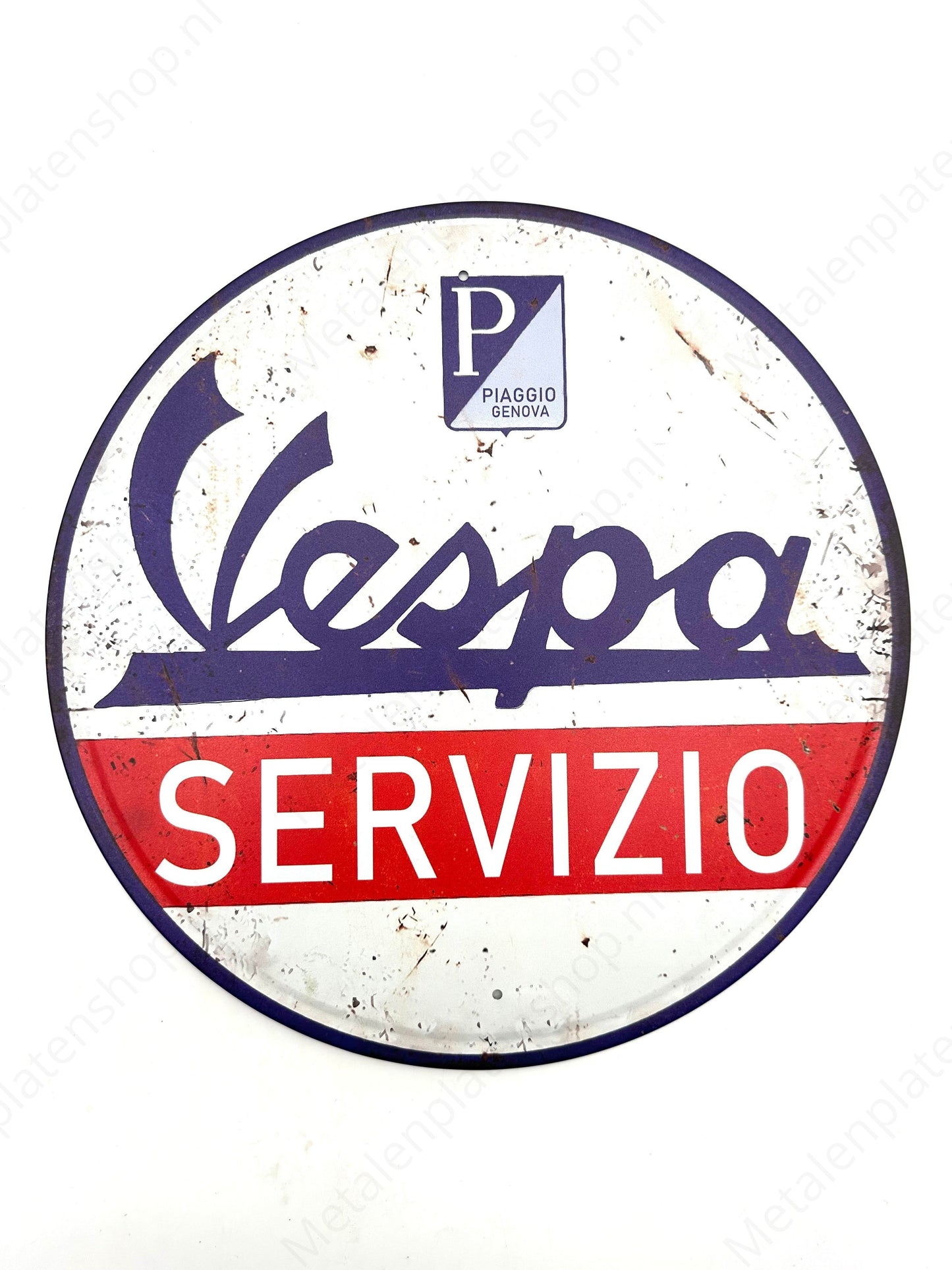 Vespa Servizio - Rund - Metallwandschild