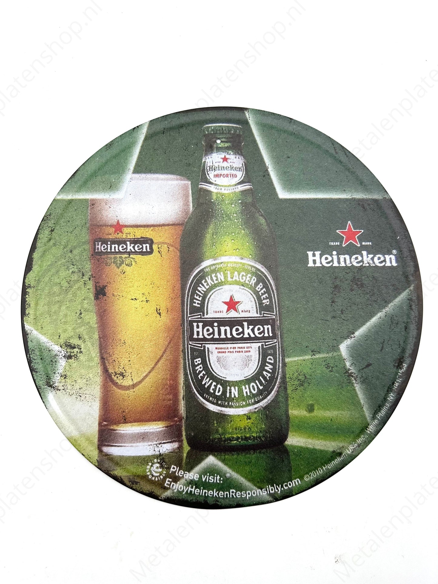 Heineken Beer Glass - Round - Metal Wall Sign