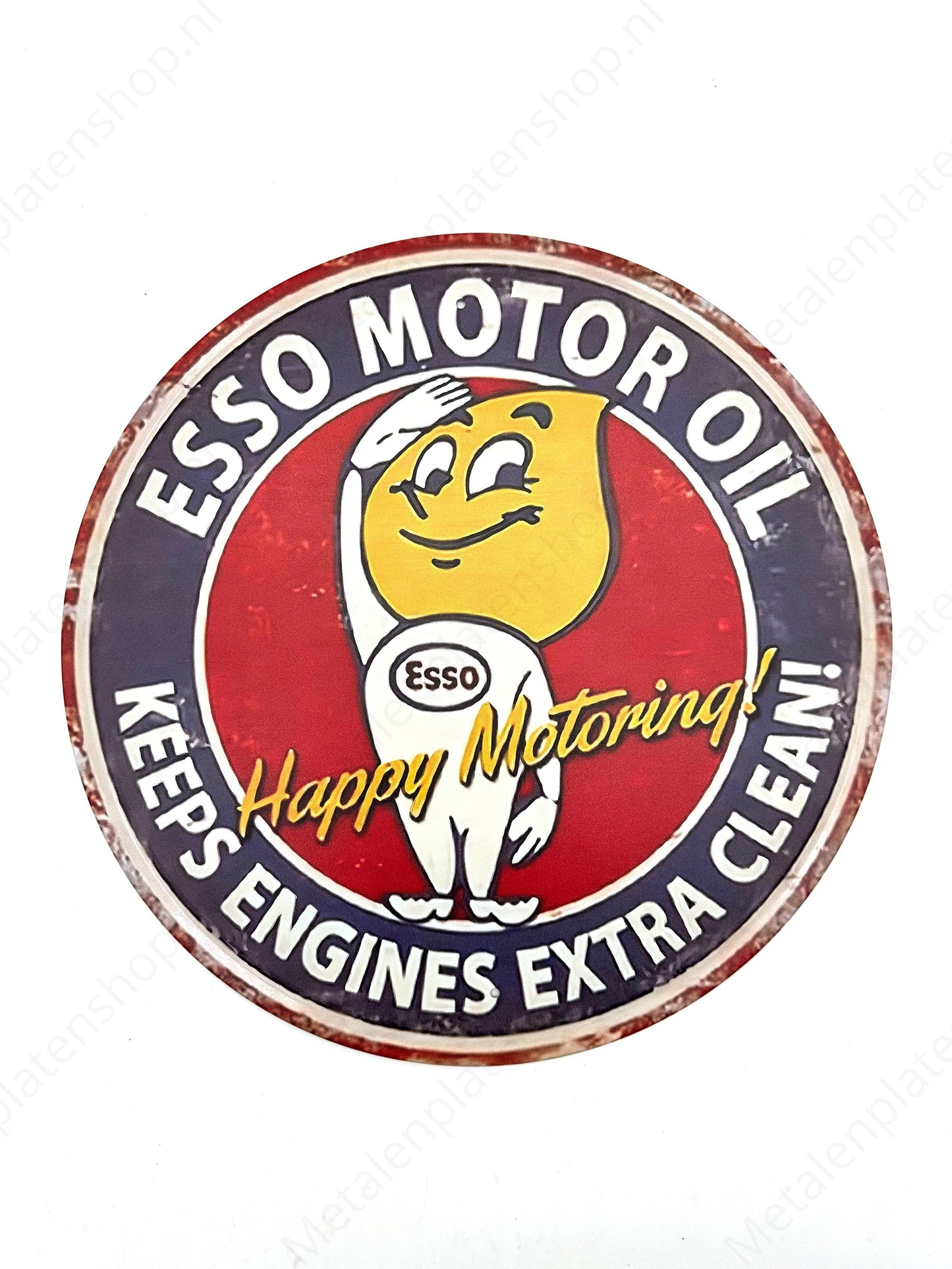 Esso Motor Oil - Round - Metal Wall Sign