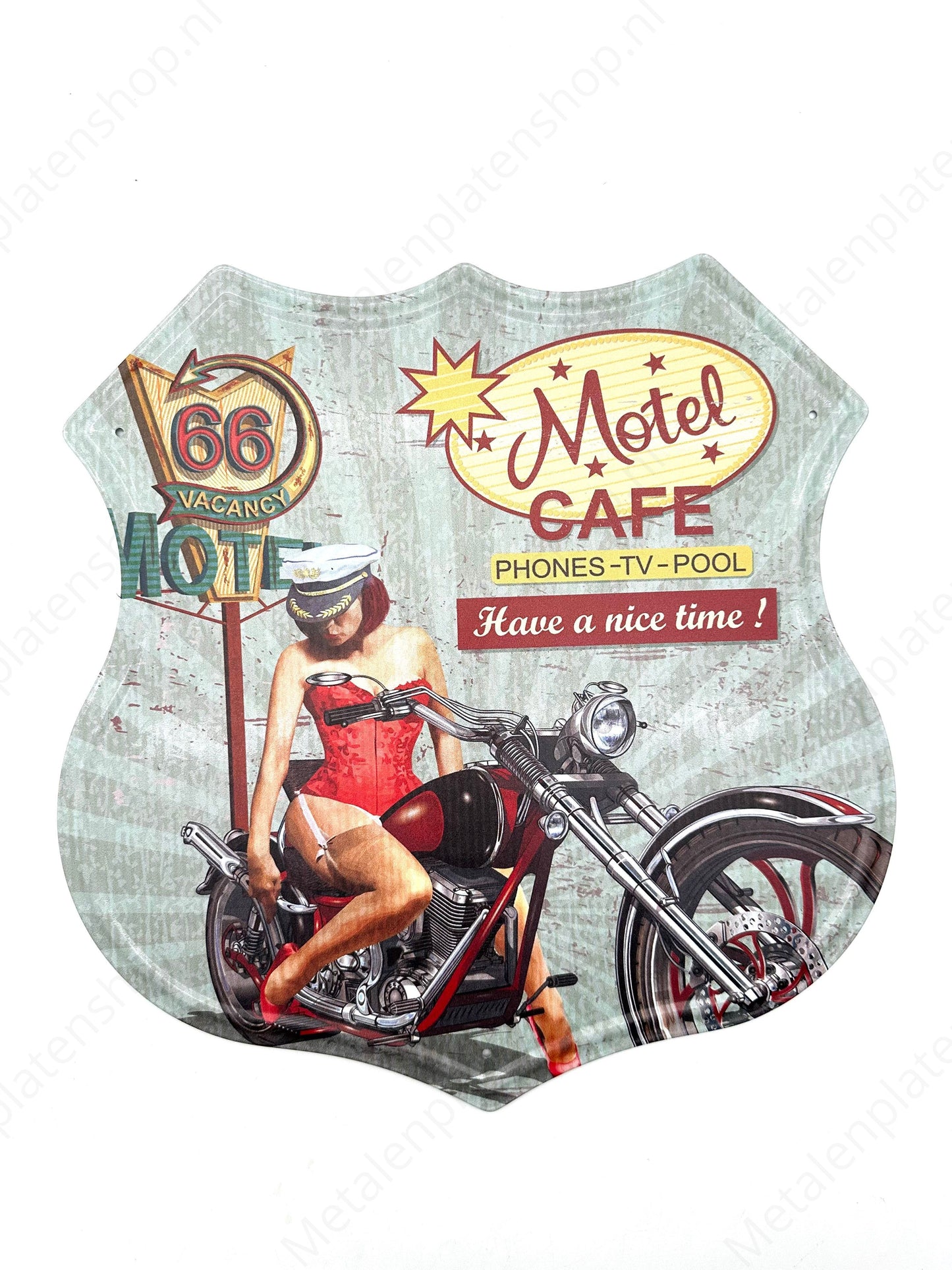 Motel Cafe – Schild im Route 66-Stil – Metallwandschild