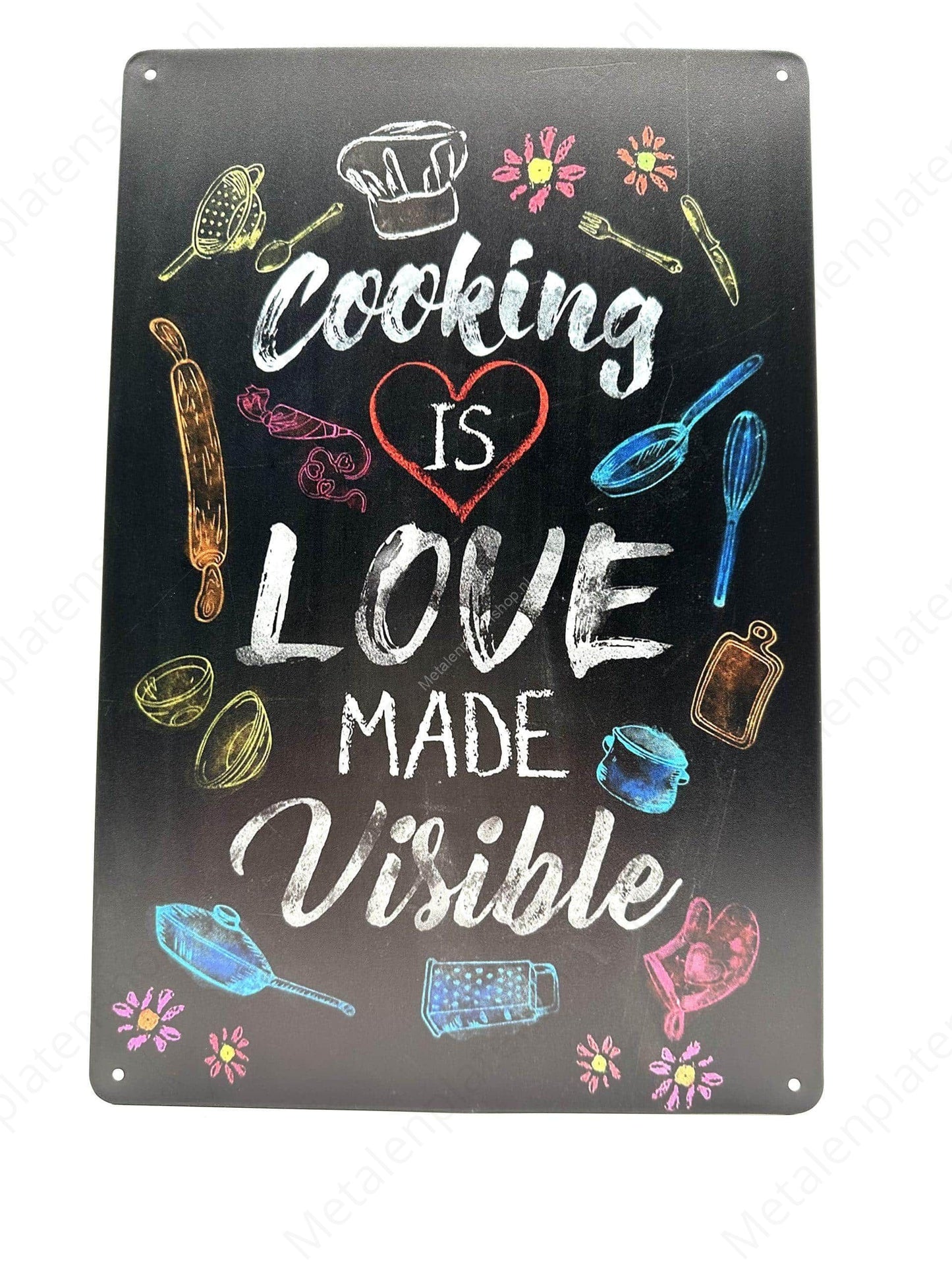 Kochen ist sichtbare Liebe - Metallwandschild