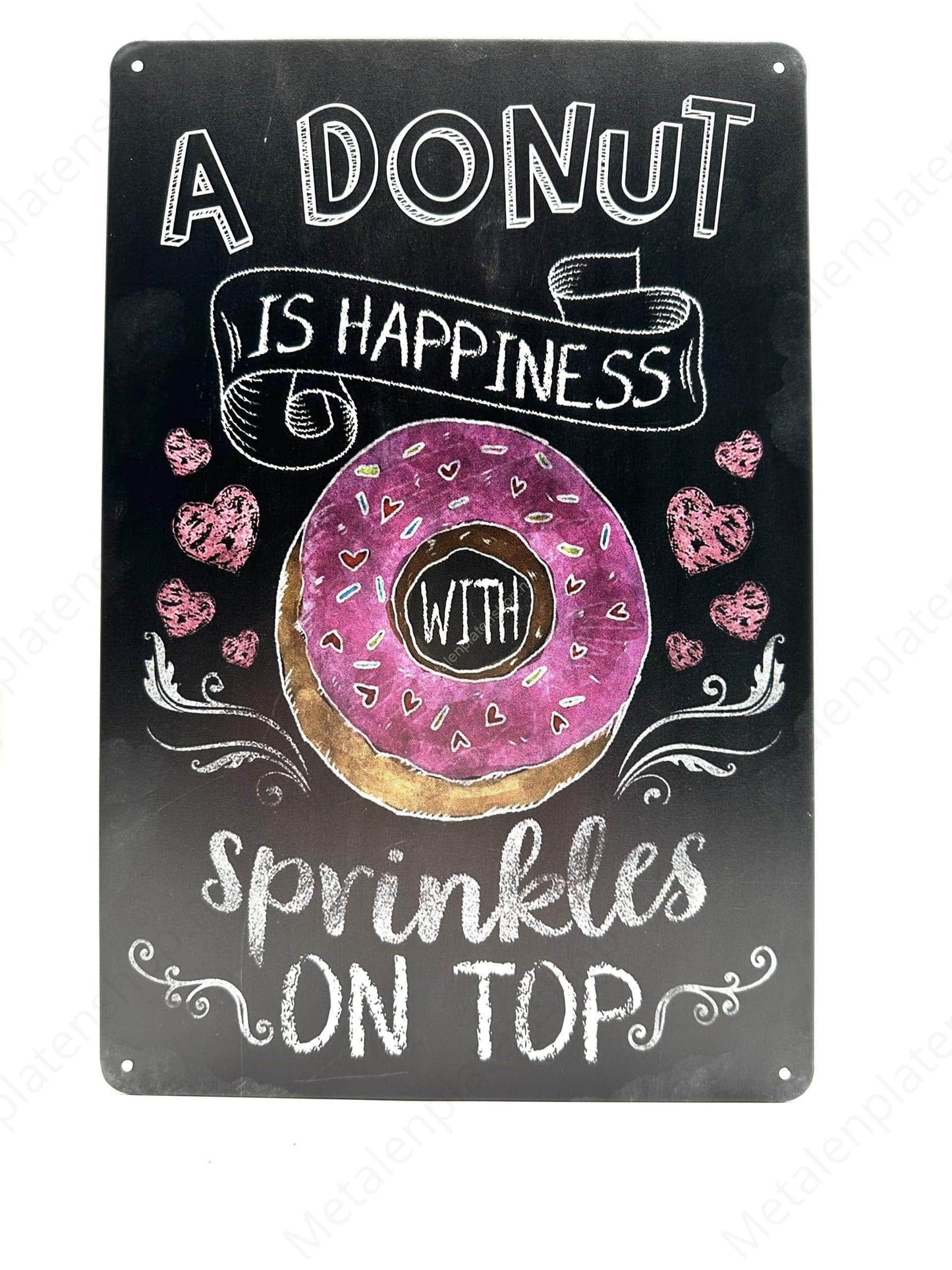 Kreidetafel - Ein Donut ist Glück - Metallwandschild