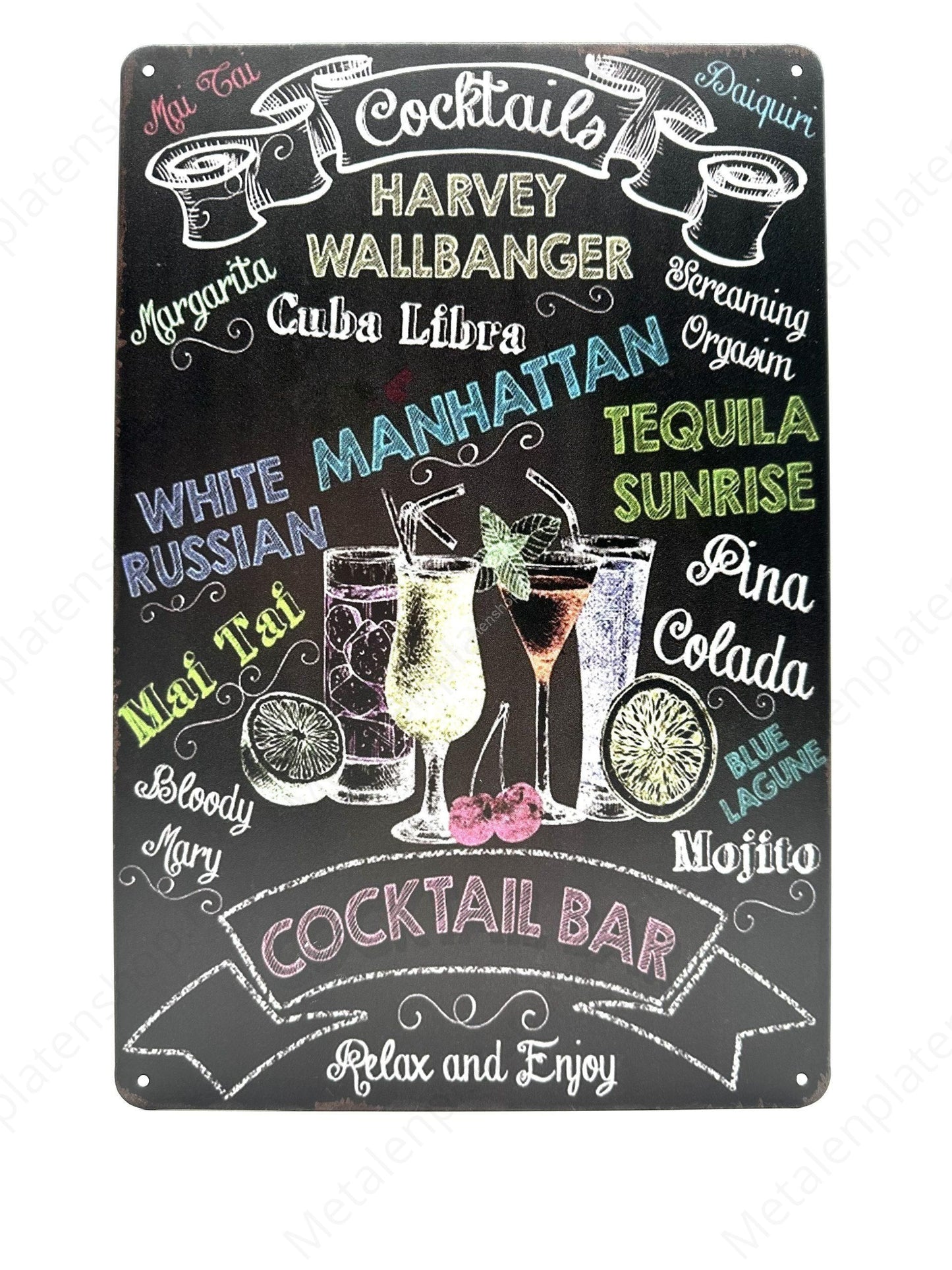 Chalkboard - Cocktails - Collection - Metal Wall Sign