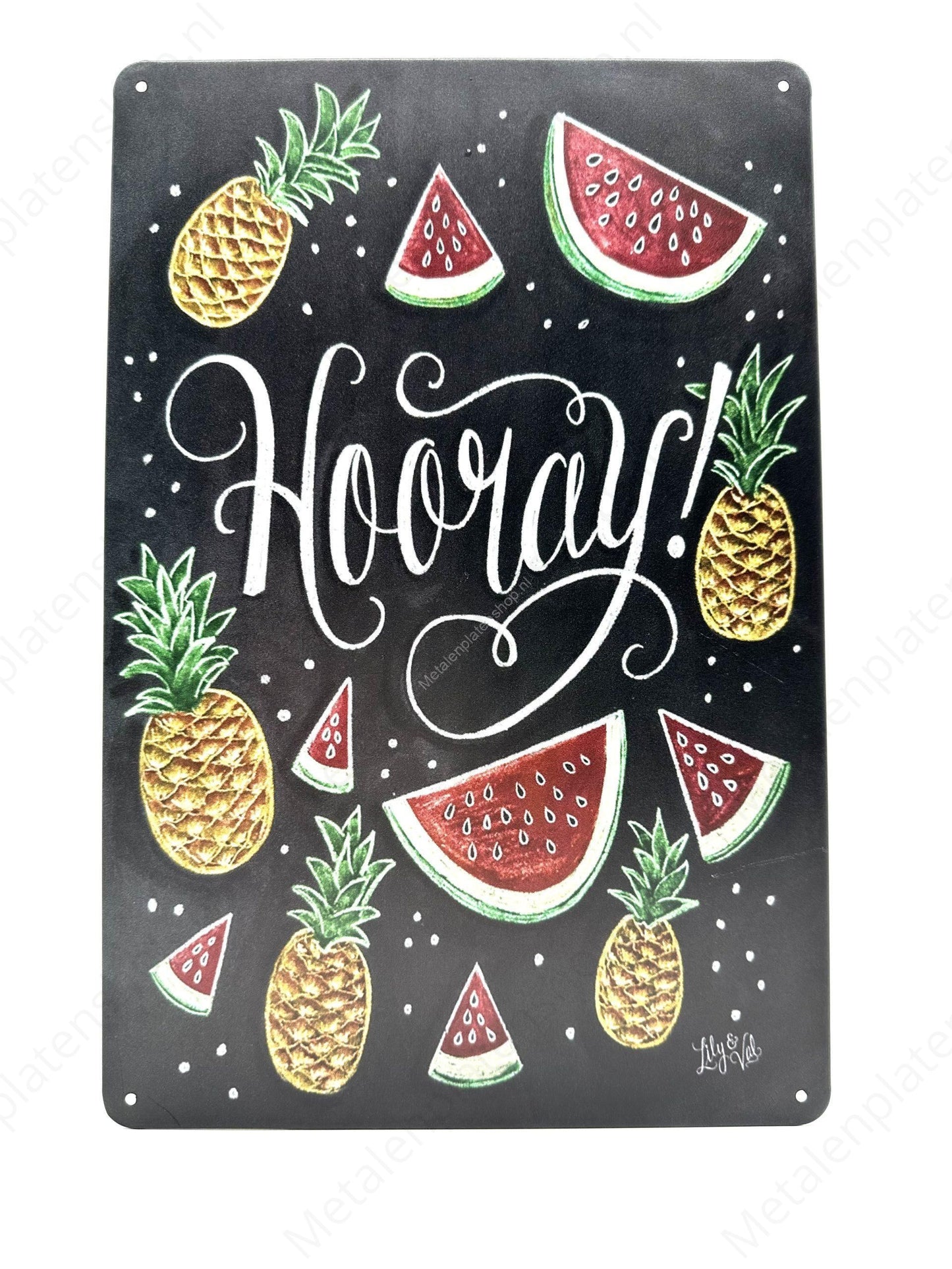 Chalkboard - Fruit - Hooray - Metal Wall Sign