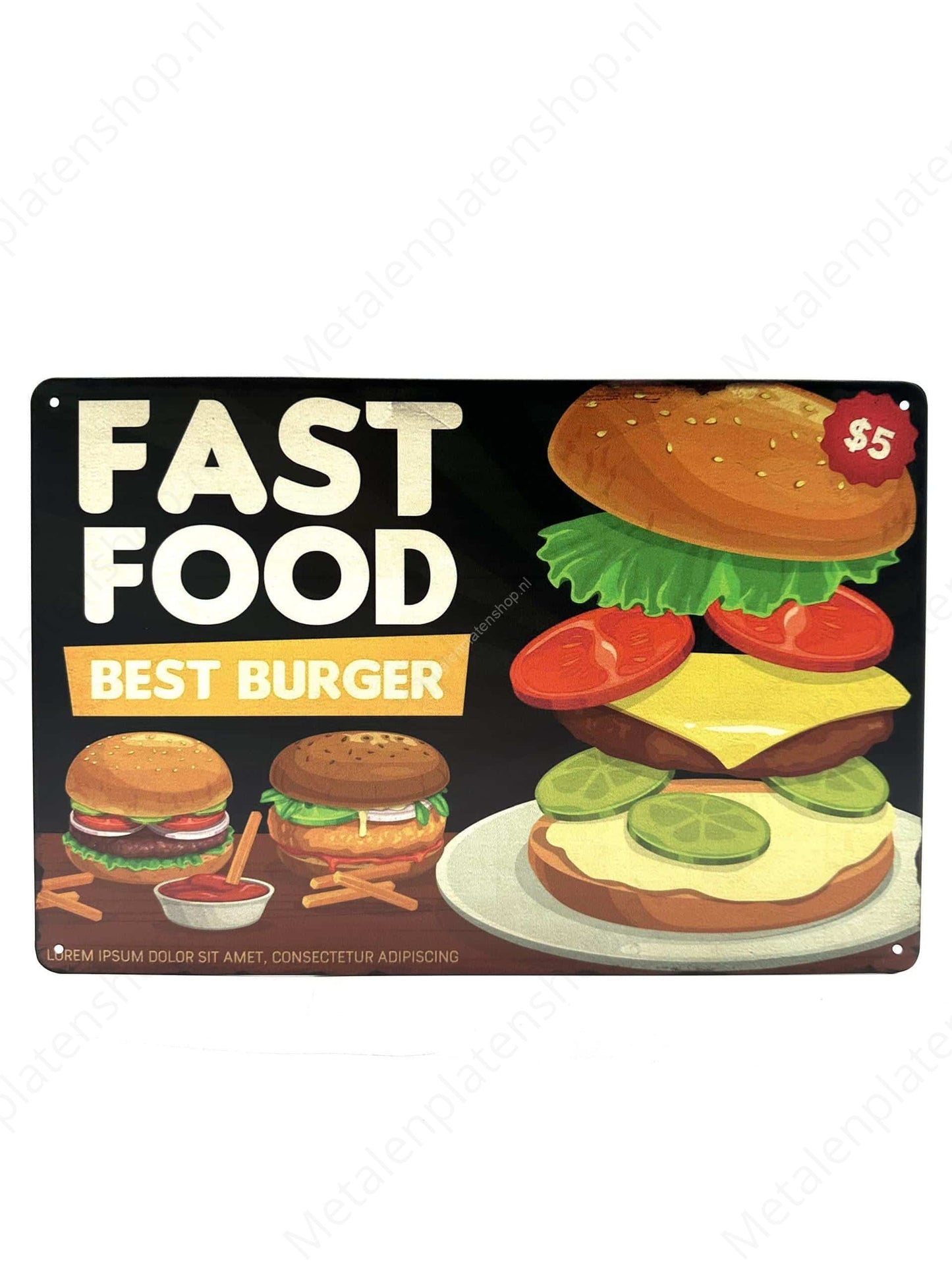 FAST FOOD - Best Burger - Metal Wall Sign