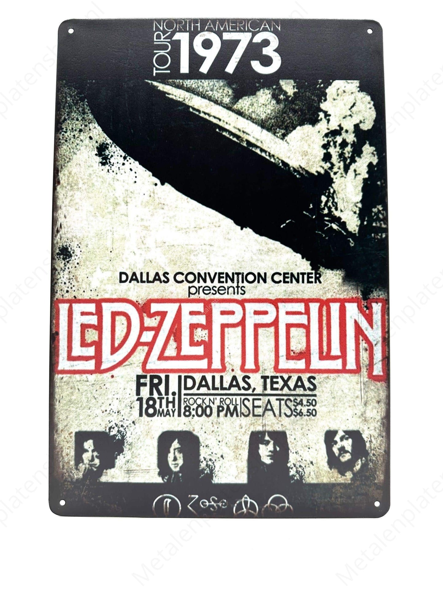 LED Zeppelin 1973 - Metallwandschild