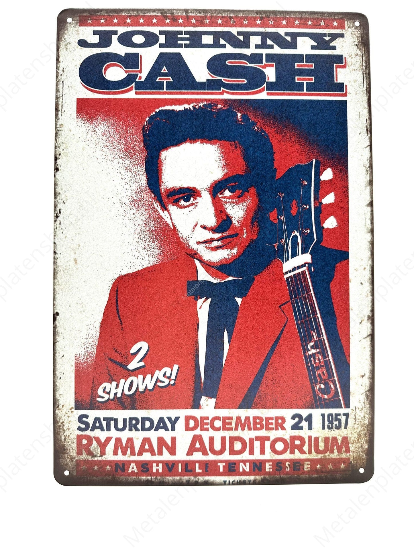 Johnny Cash – 2 Shows – Metallwandschild