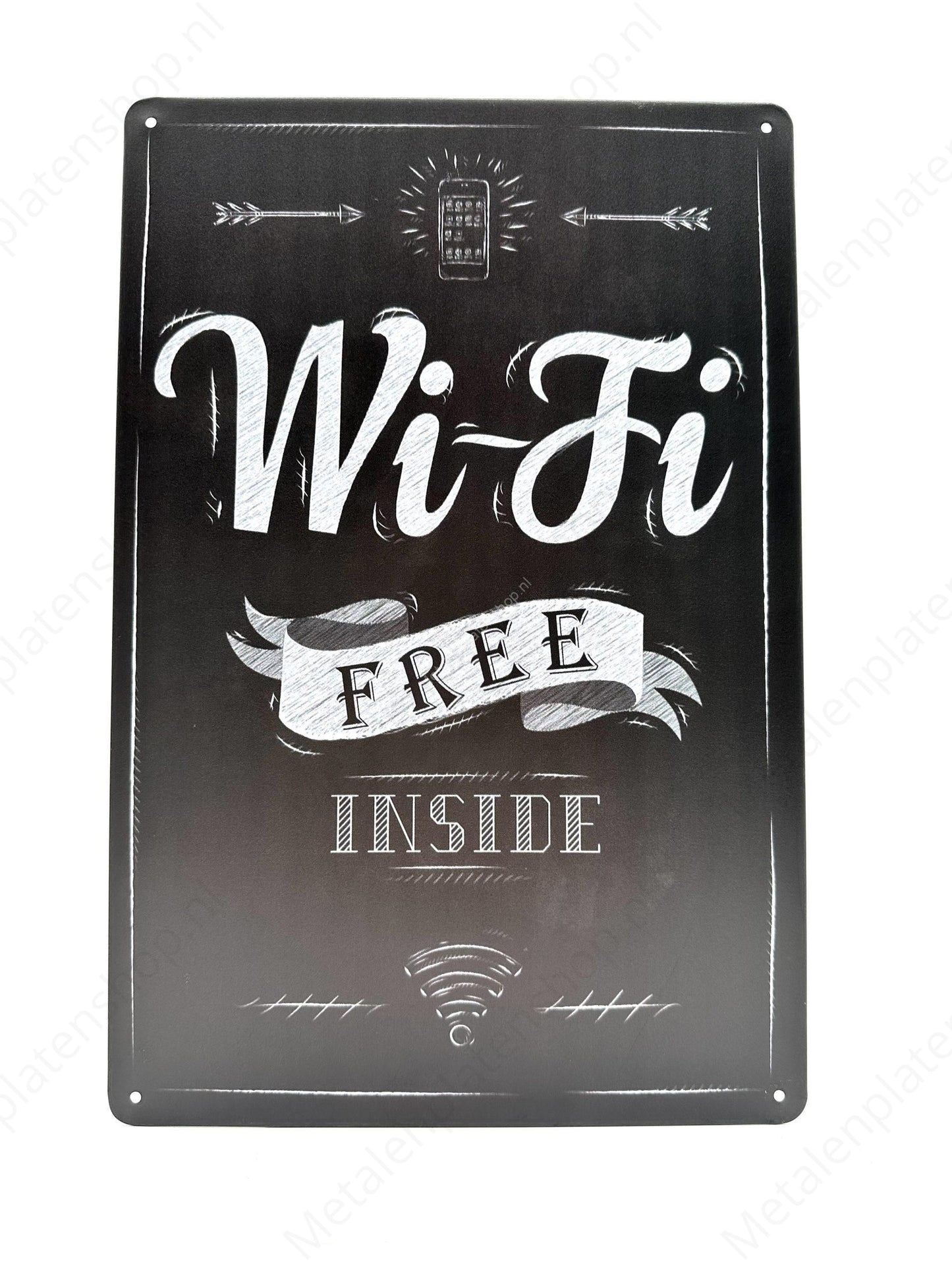 Wi-Fi kostenlos im Inneren - Metall-Wandschild