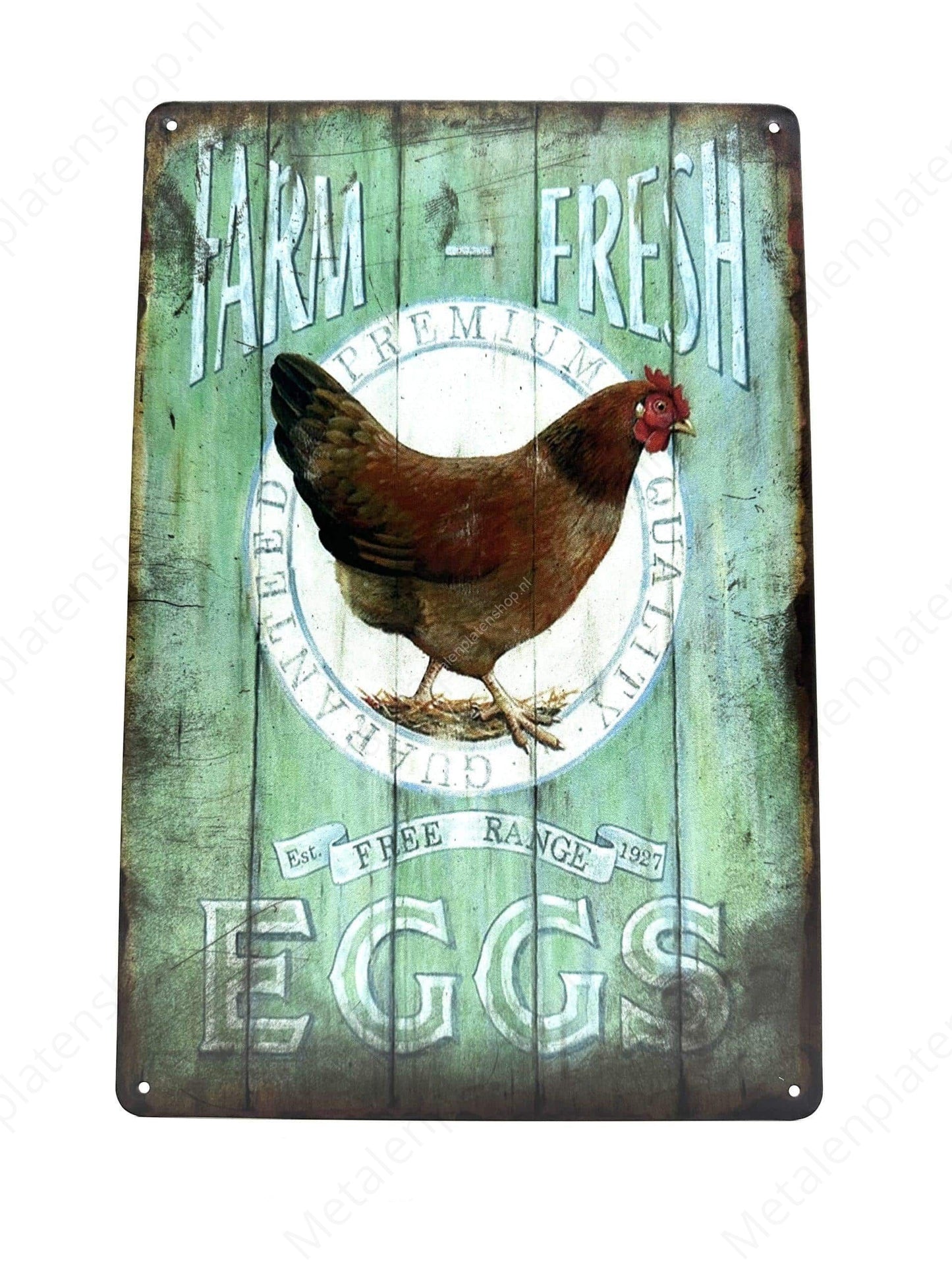 Willkommen - Huhn - Metallwandschild