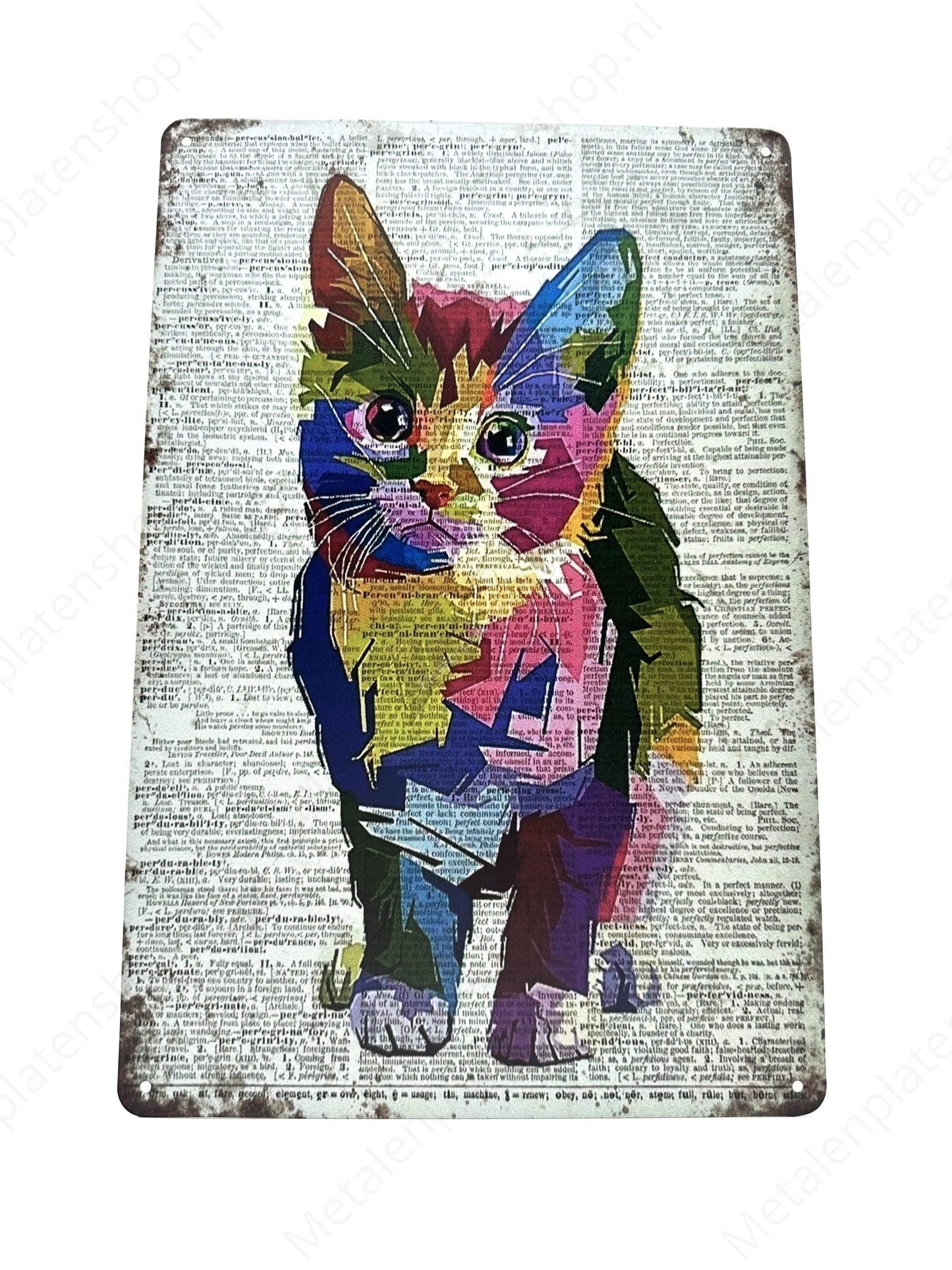 Farbe Katze - Metall Wandschild