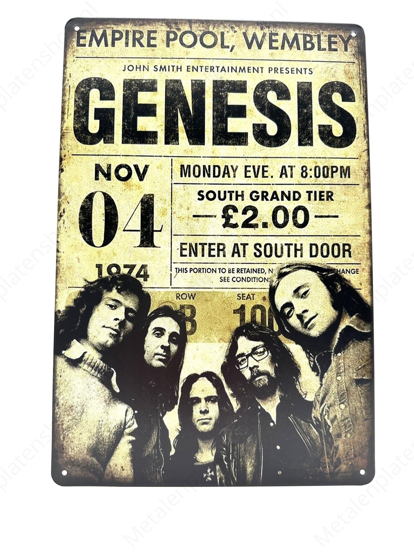 Genesis 04. Nov. 1974 - Metallwandschild