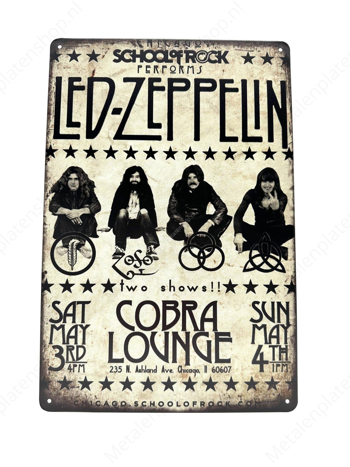Led Zeppelin - Cobra Lounge - Metal Wall Sign