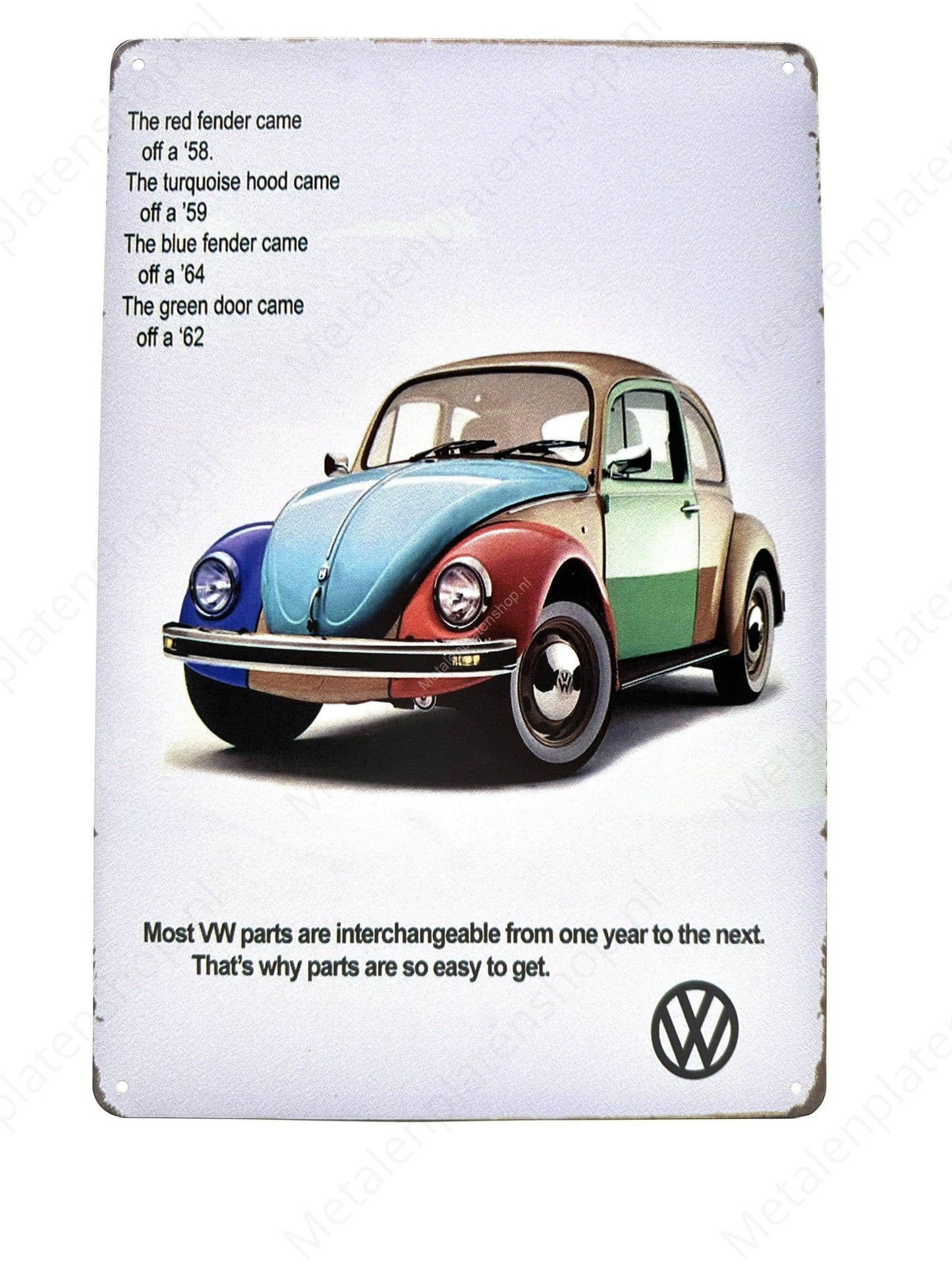 Colored Volkswagen - Metal Wall Sign