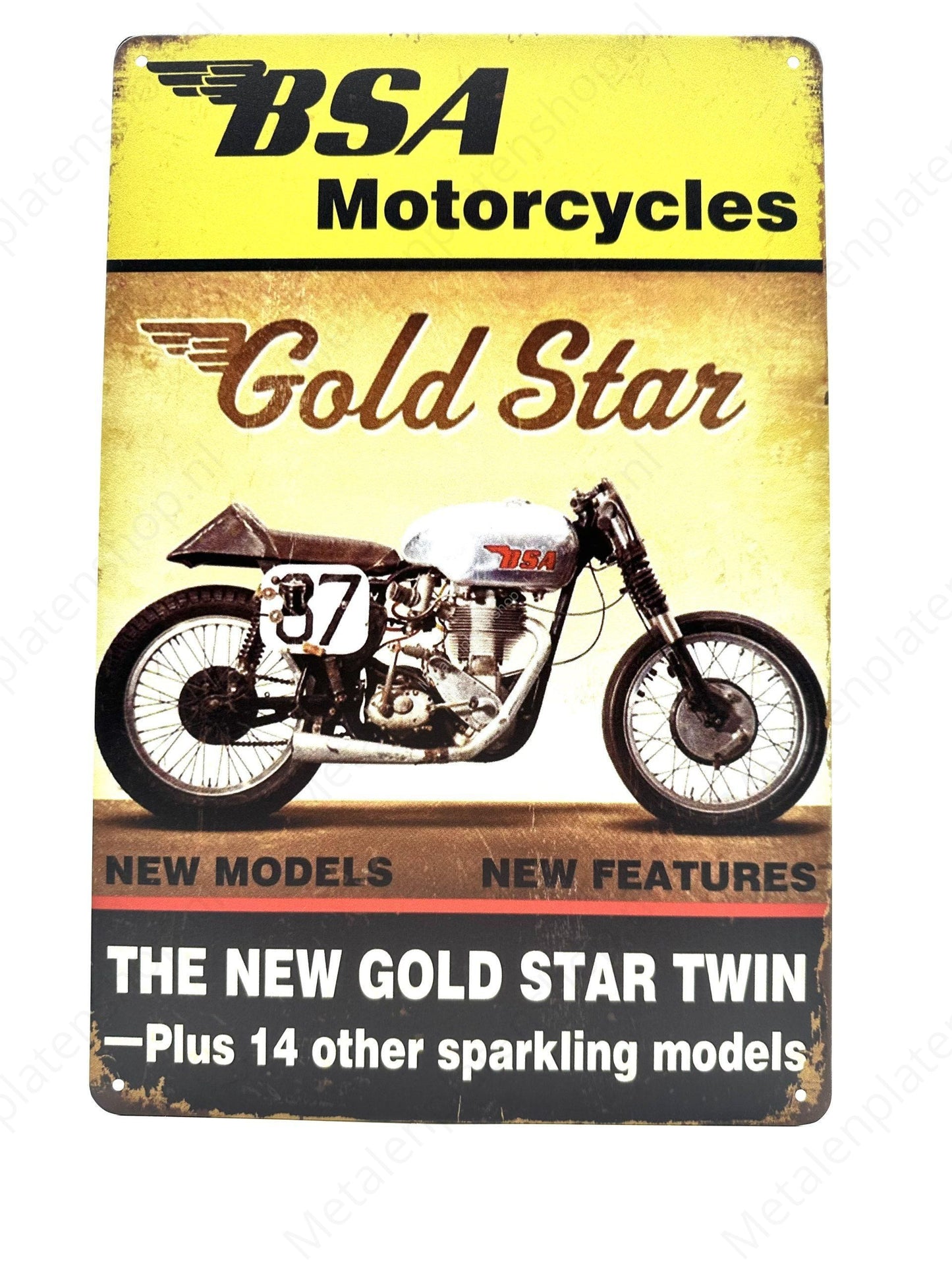 BSA Motorcycles - Gold Star - Metalen Wandbord