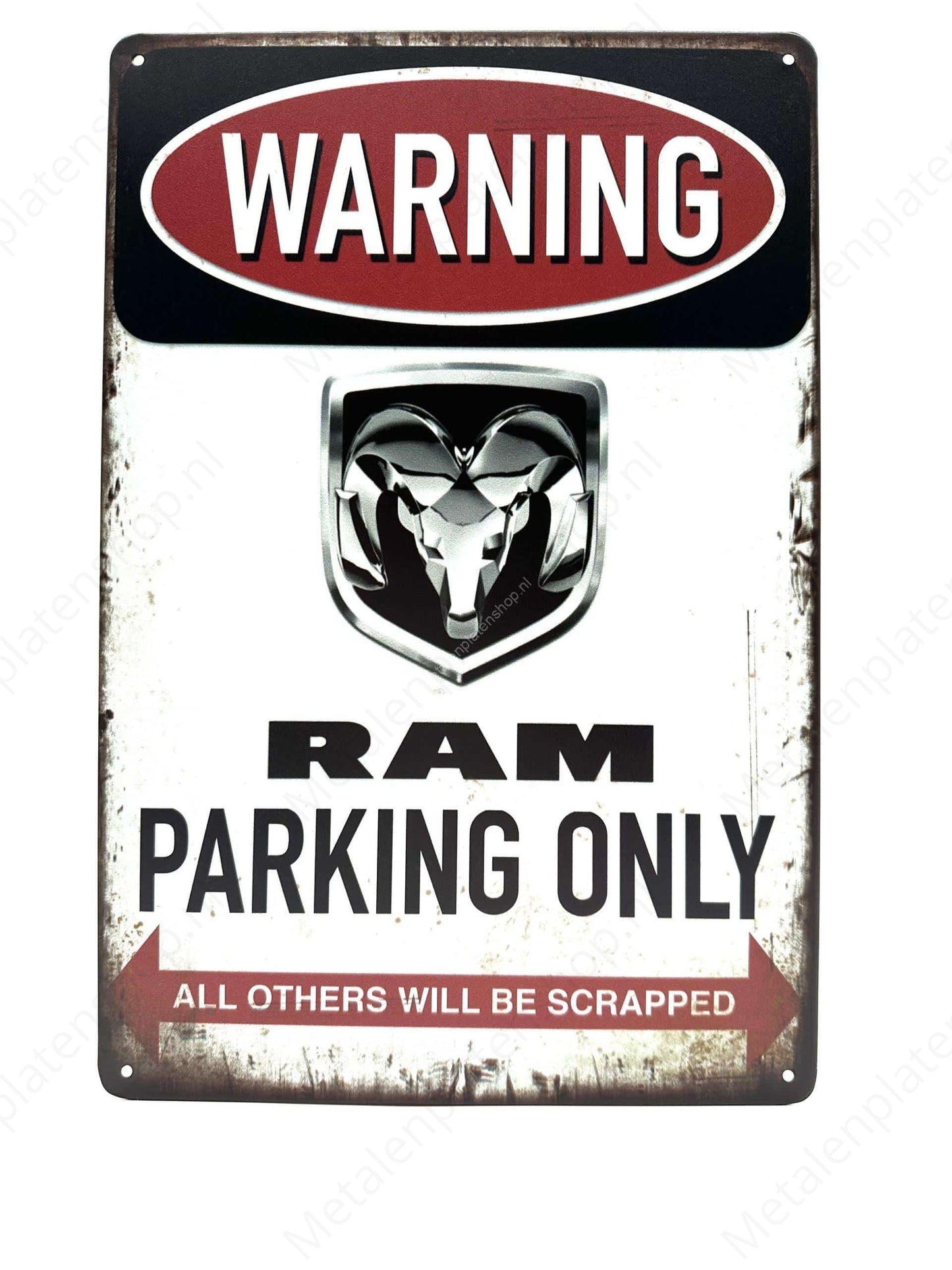 Warning - Dodge RAM - Parking Only - Metal Wall Sign